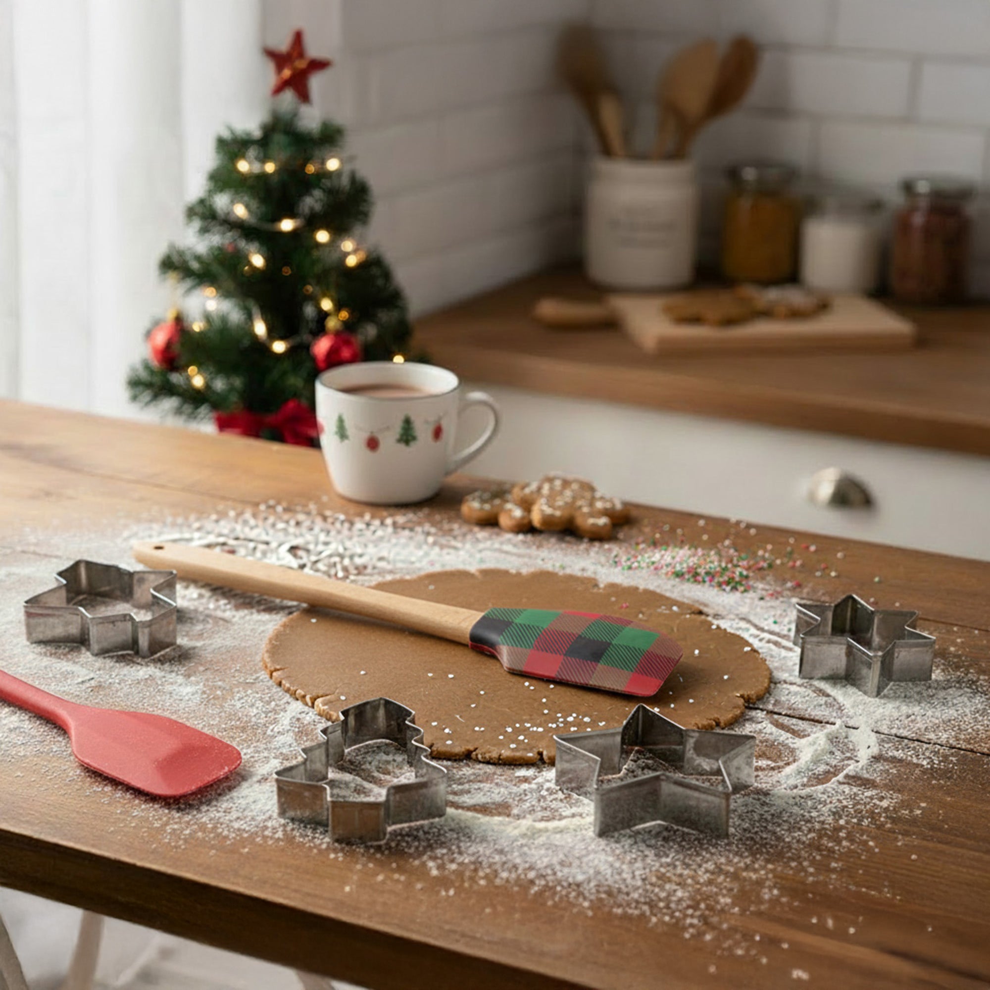 Christmas Baking Set Tree Cutter and Spatula 4 Piece, Christmas, Holiday Decor