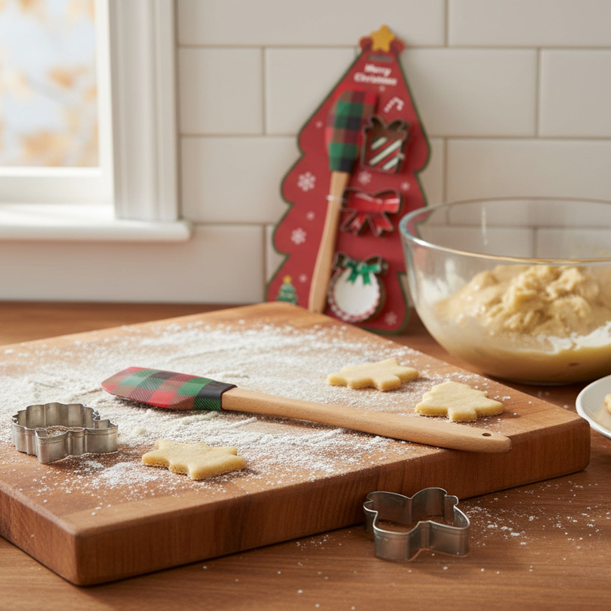 Christmas Baking Set Tree Cutter and Spatula 4 Piece, Christmas, Holiday Decor
