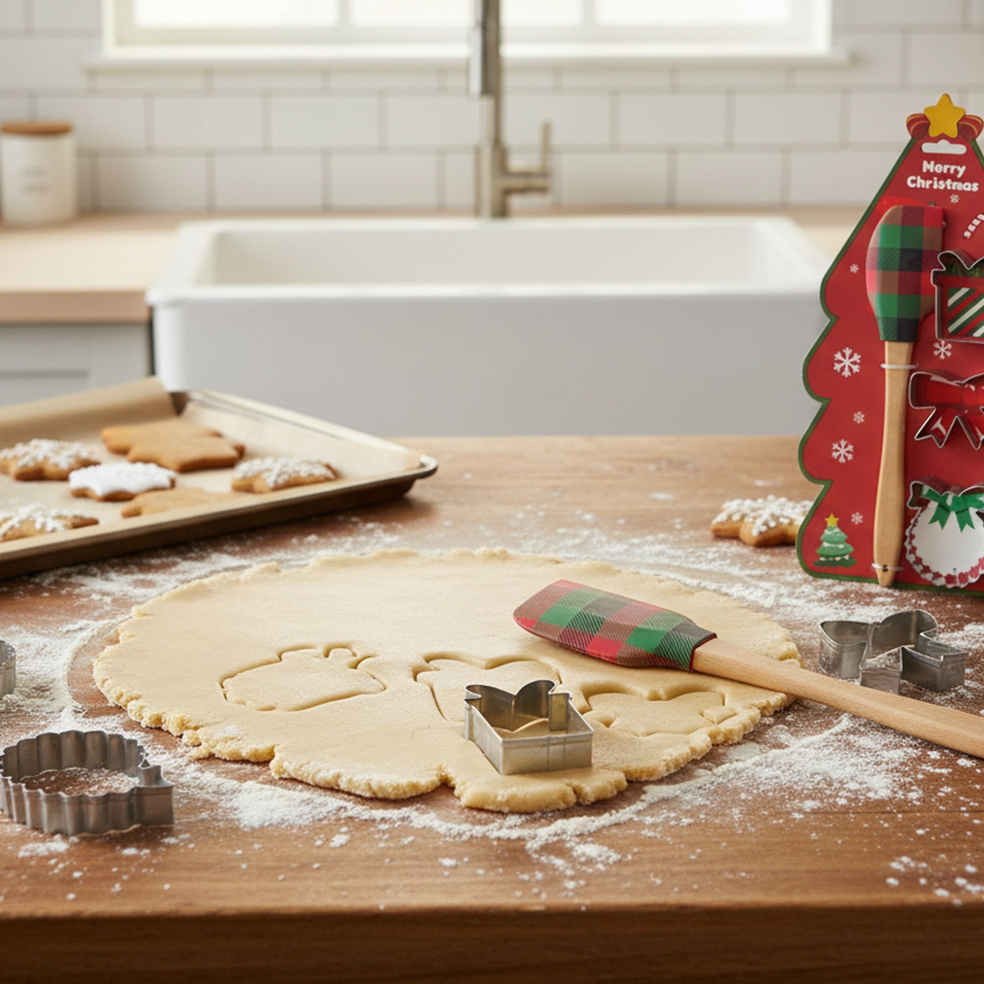 Christmas Baking Set Tree Cutter and Spatula 4 Piece, Christmas, Holiday Decor