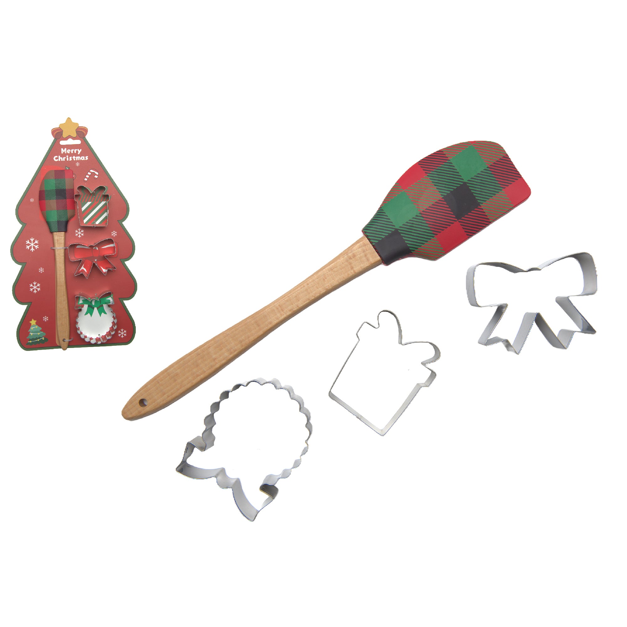 Christmas Baking Set Tree Cutter and Spatula 4 Piece, Christmas, Holiday Decor