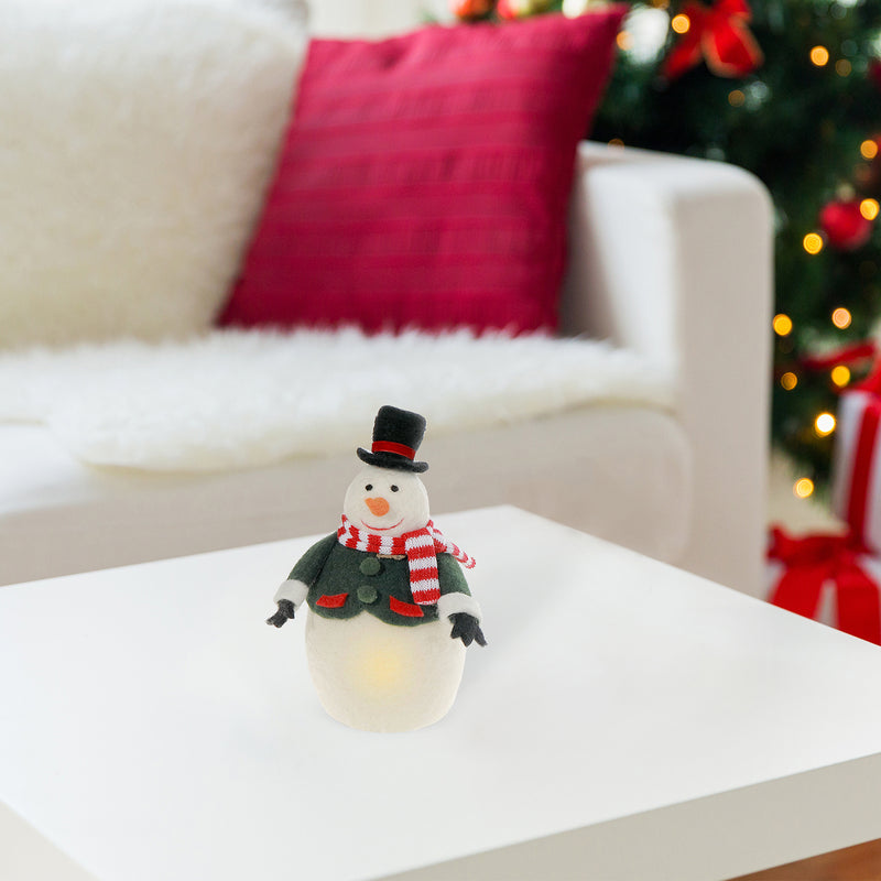 Led Wool Lit Stout Snowman