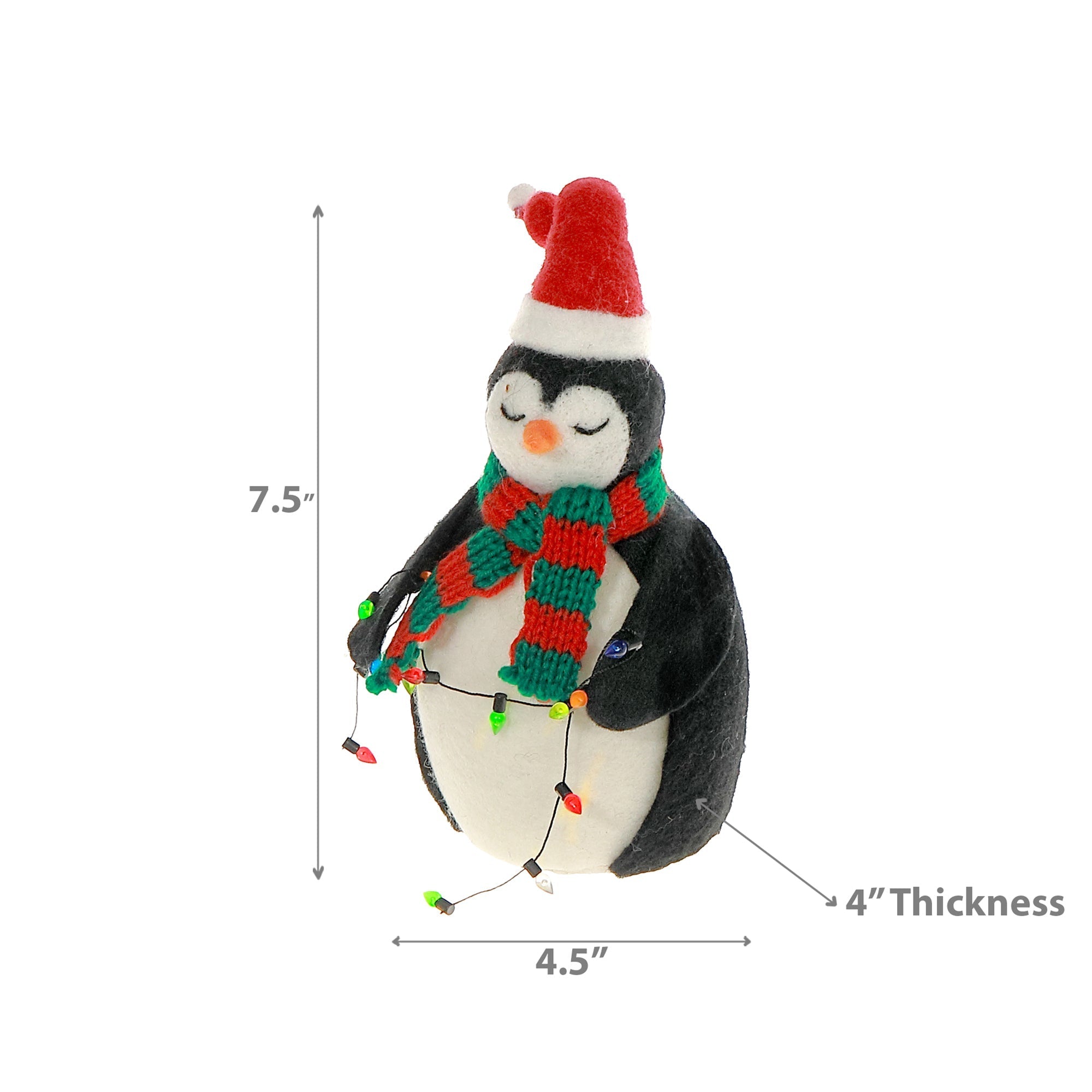 LED Wool Lit Penguin – Christmas Tabletop Decoration, Holiday Figurine, Festive Winter Accent