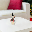 Led Wool Lit Snowman With Ribbon Buttons