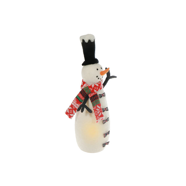 Led Wool Lit Snowman With Ribbon Buttons
