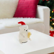LED Wool Lit Bear with Star – Christmas Tabletop Decoration, Holiday Figurine, Festive Winter Accent
