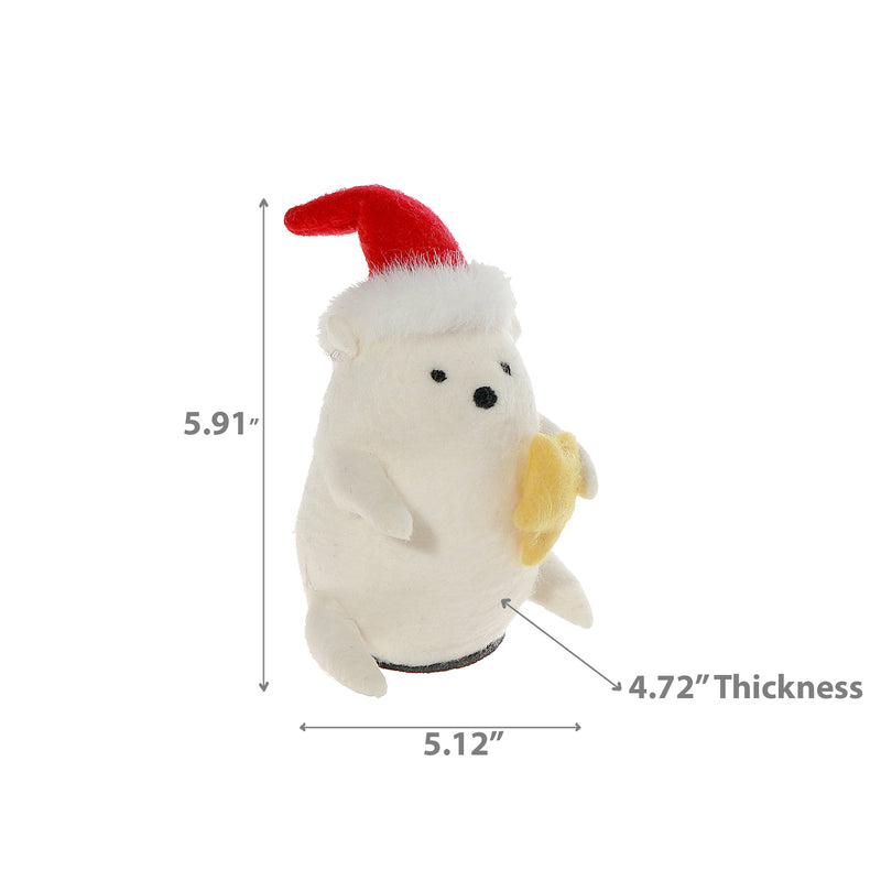 Led Wool Lit Bear With Star