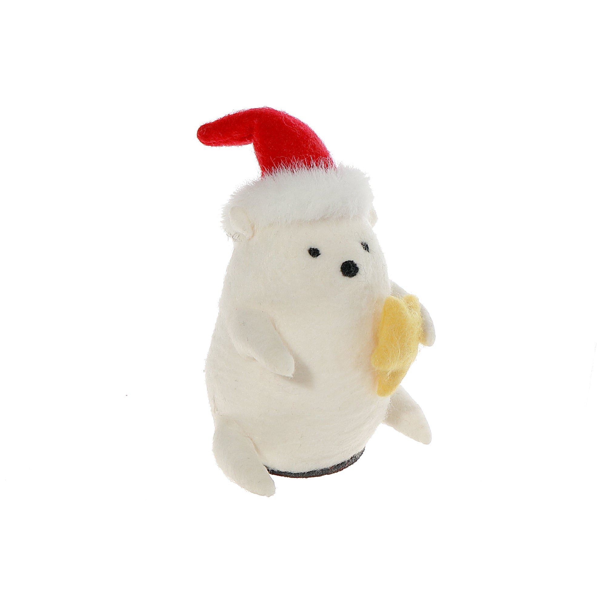 LED Wool Lit Bear with Star – Christmas Tabletop Decoration, Holiday Figurine, Festive Winter Accent