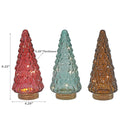 Led Glass Tree Decor 9.25" - Set of 3
