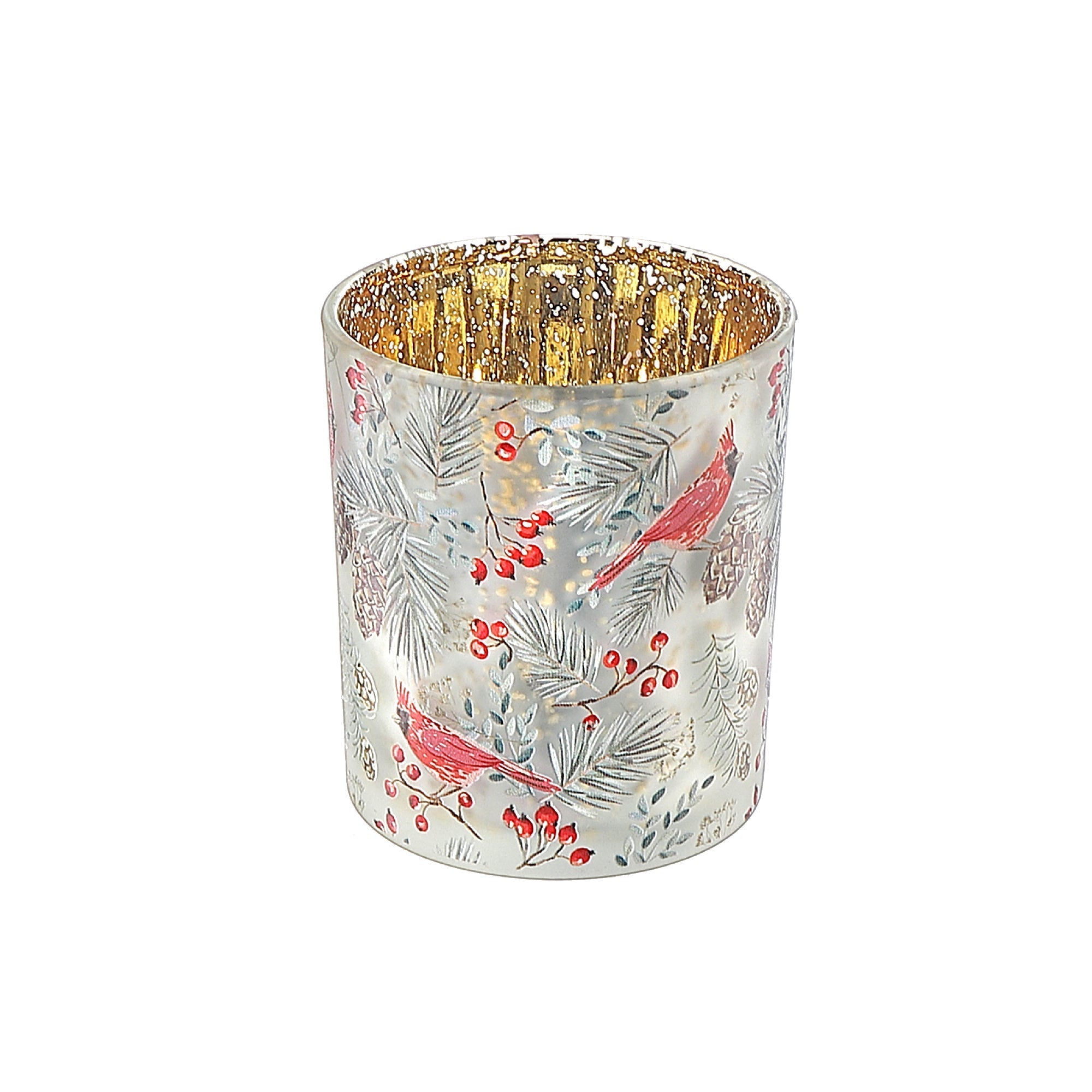 Glass Cardinal Candle Holder, Christmas Bird Candleholder Decor Large - Set Of 2