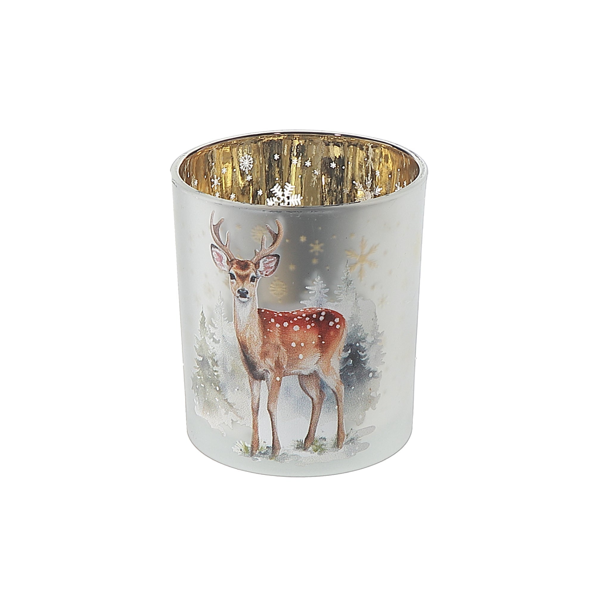 Glass Deer Candle Holder, Christmas Candleholder Decor, Holiday Tabletop Candle Holder Large - Set Of 2