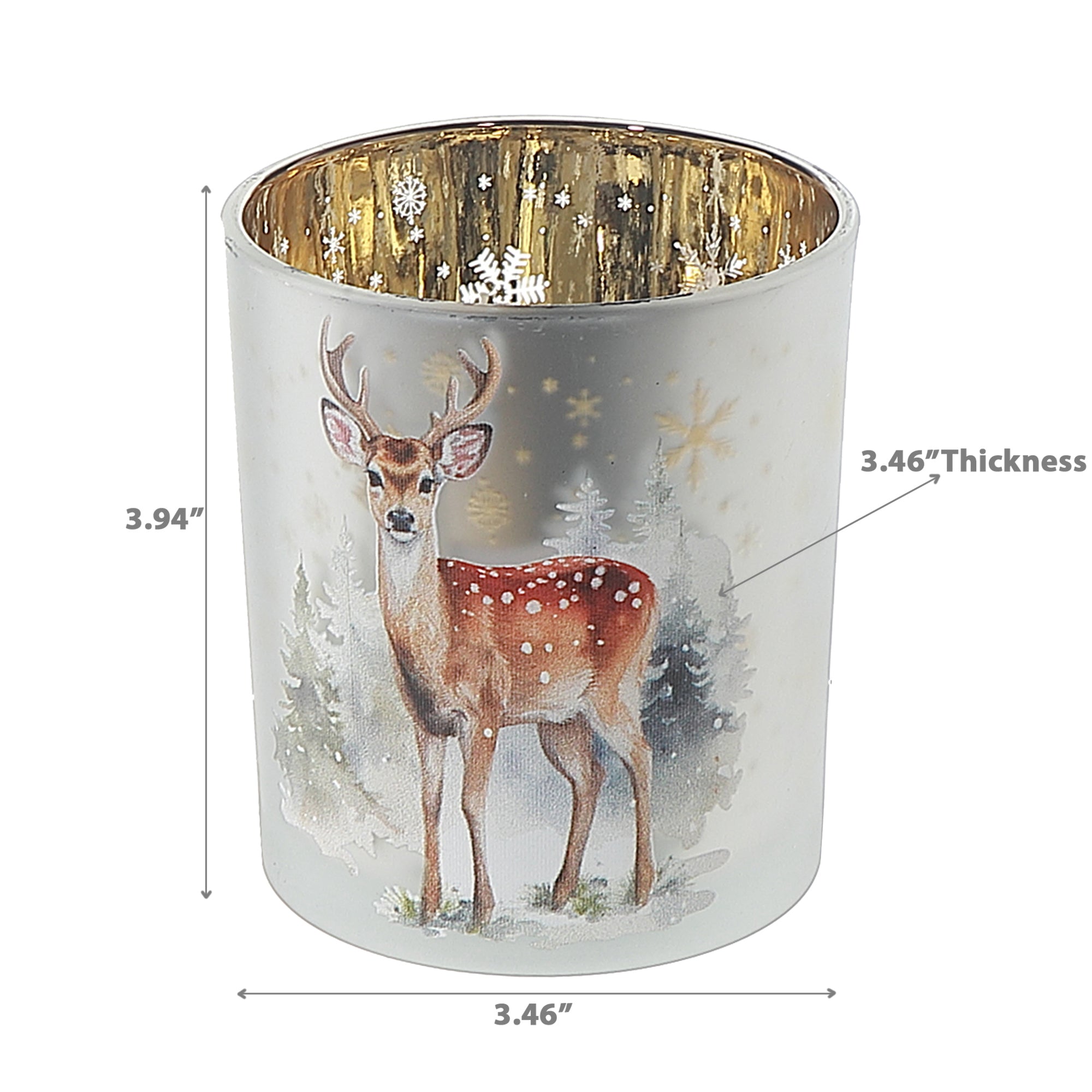 Glass Deer Candle Holder, Christmas Candleholder Decor, Holiday Tabletop Candle Holder Large - Set Of 2