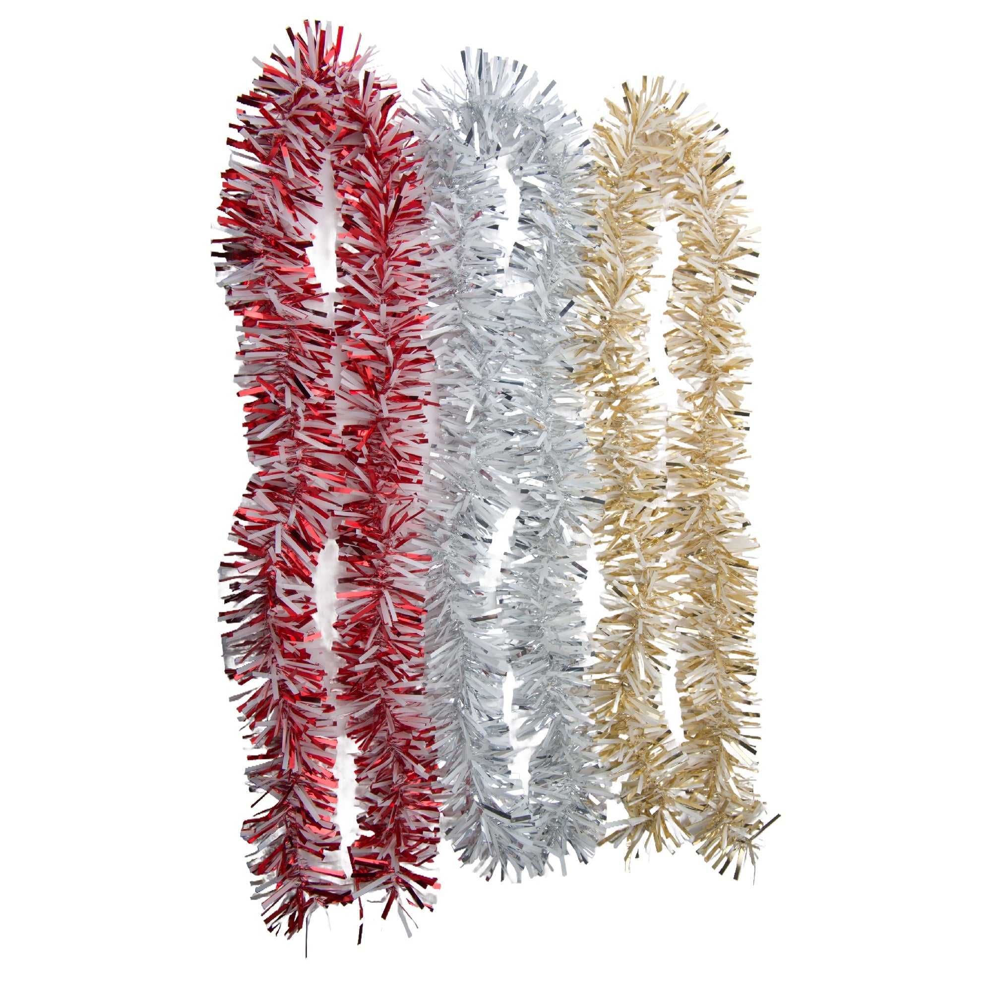 2m White and Metallic Tinsel Garland Assorted, Garland, Holiday Decor- Set of 12