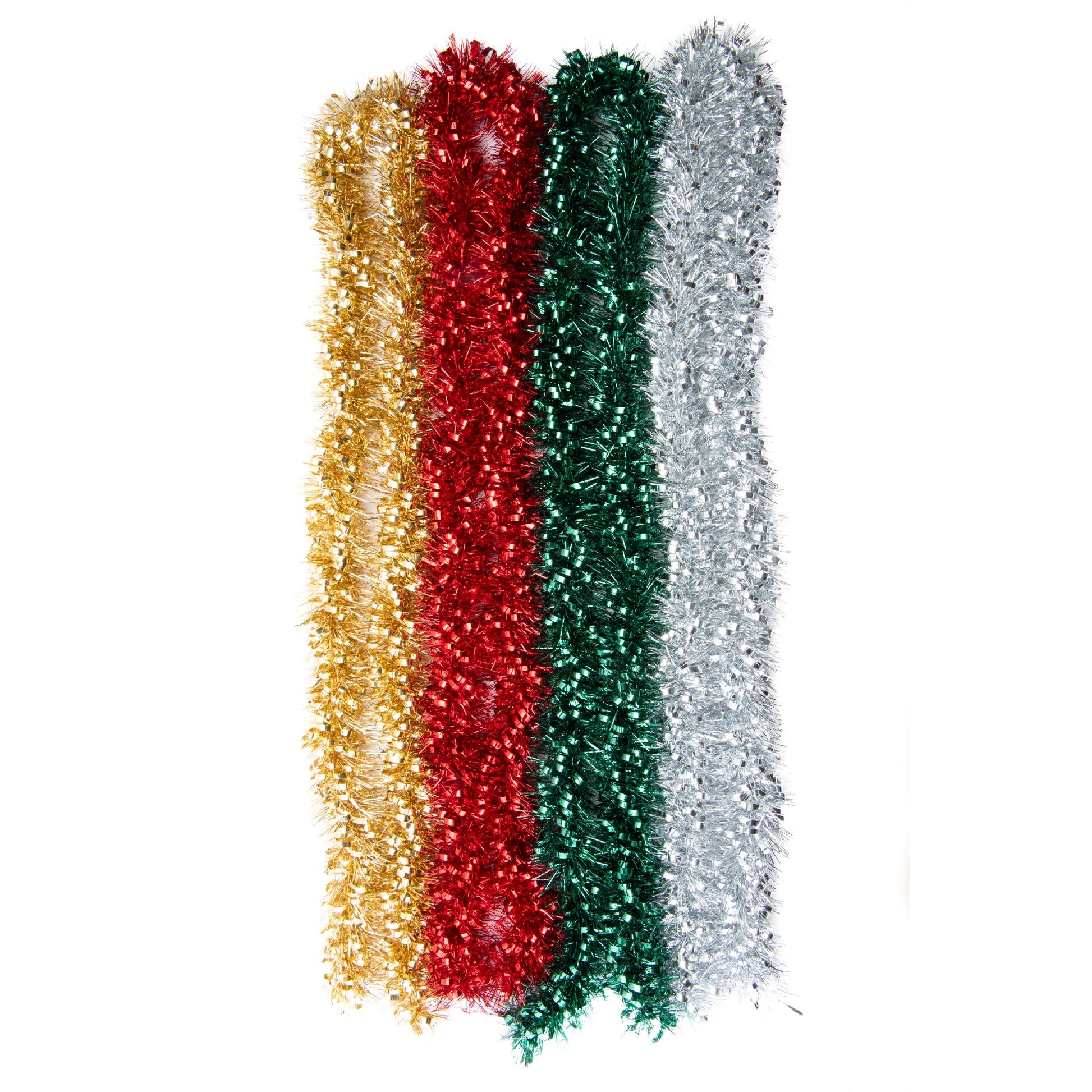 2m Mixed Cut Metallic Tinsel Garland Assorted, Garland, Holiday Decor- Set of 12