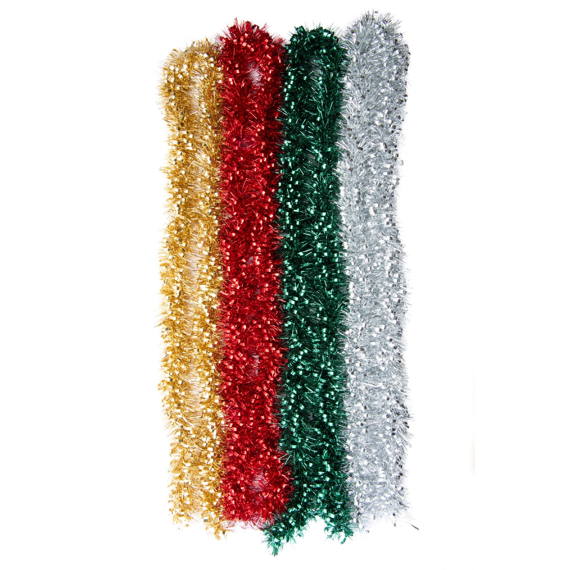 2m Mixed Cut Metallic Tinsel Garland Assorted, Garland, Holiday Decor- Set of 12