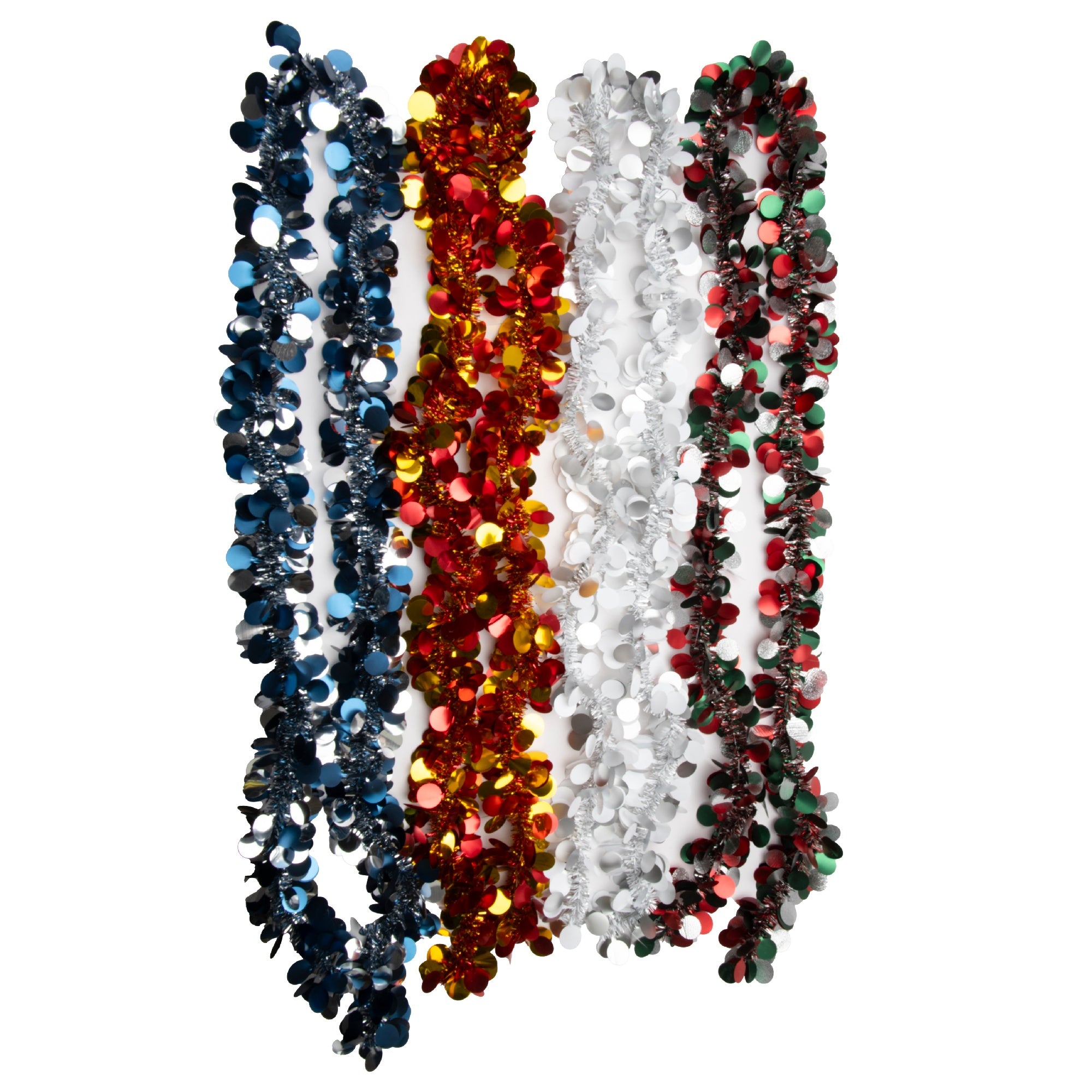 2m Metallic Sequin Discs Tinsel Garland Assorted, Garland, Holiday Decor- Set of 12