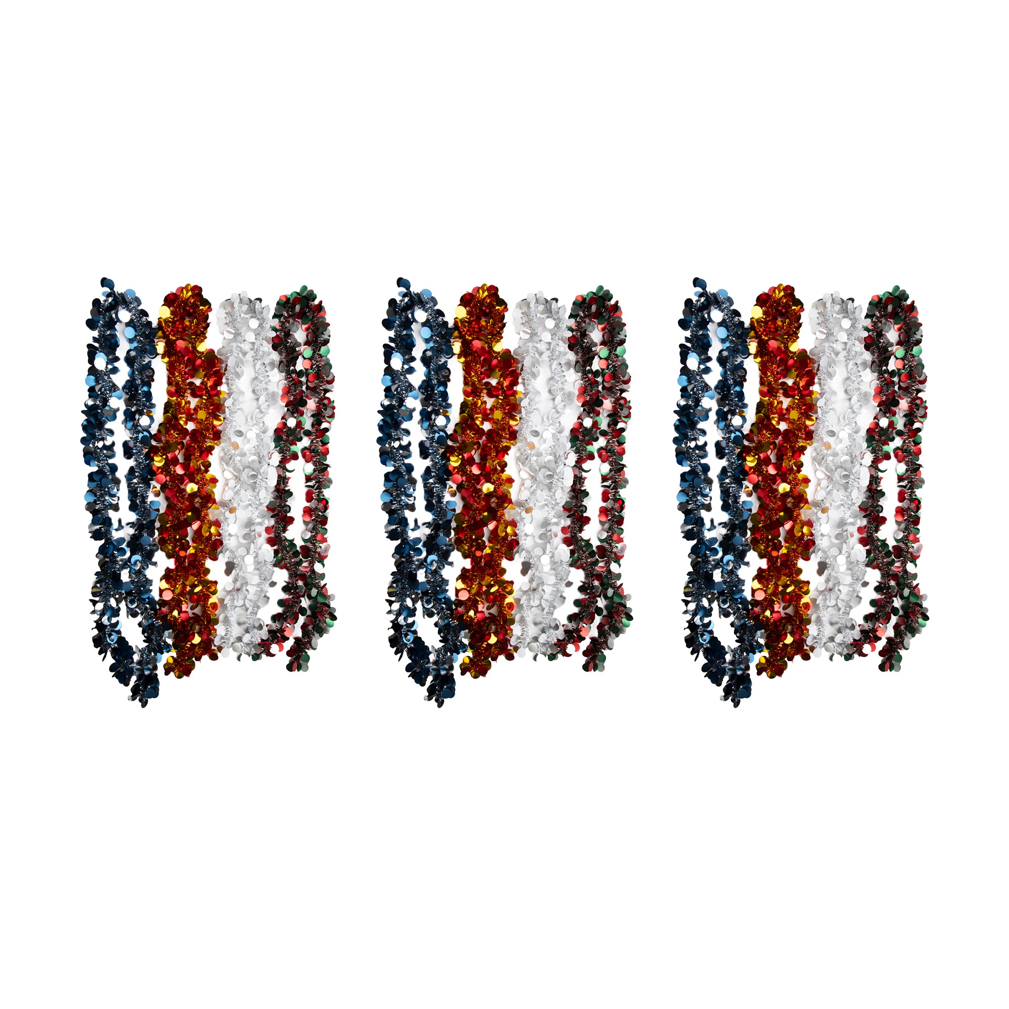 2m Metallic Sequin Discs Tinsel Garland Assorted, Garland, Holiday Decor- Set of 12