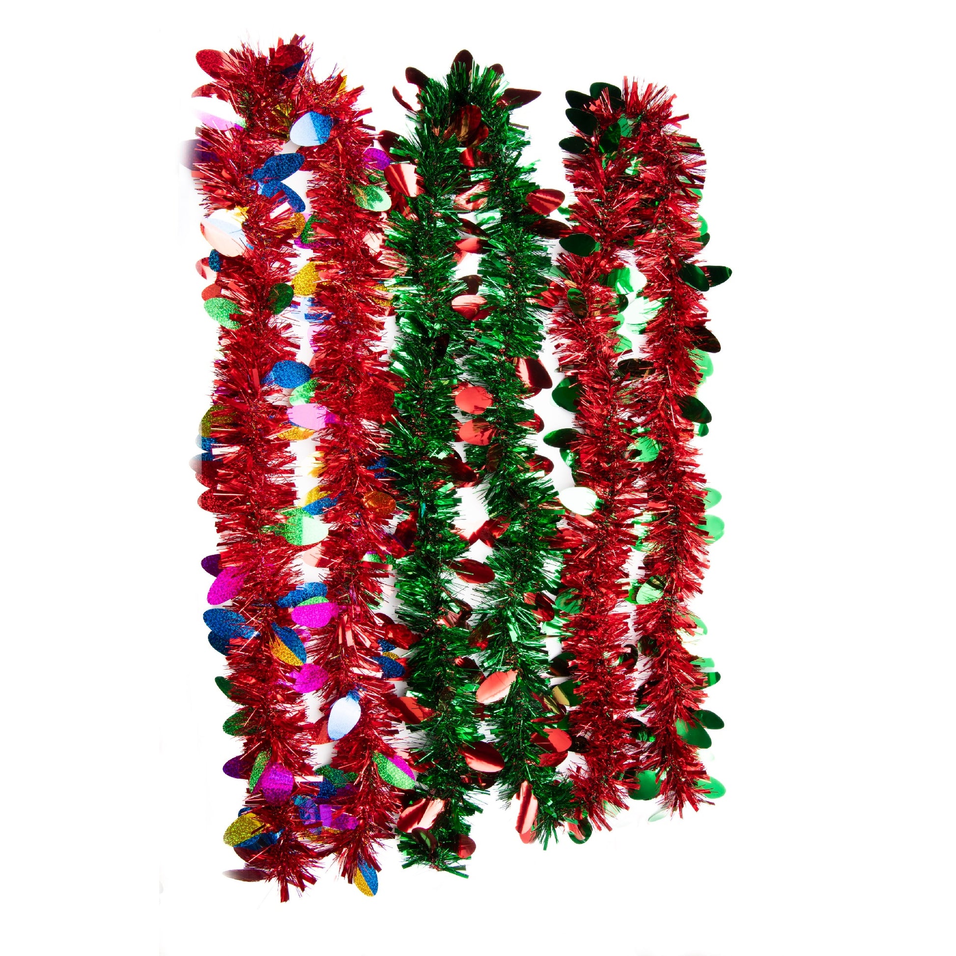 2m Metallic Tinsel Garland with Petal Cutouts Assorted, Garland, Holiday Decor- Set of 12