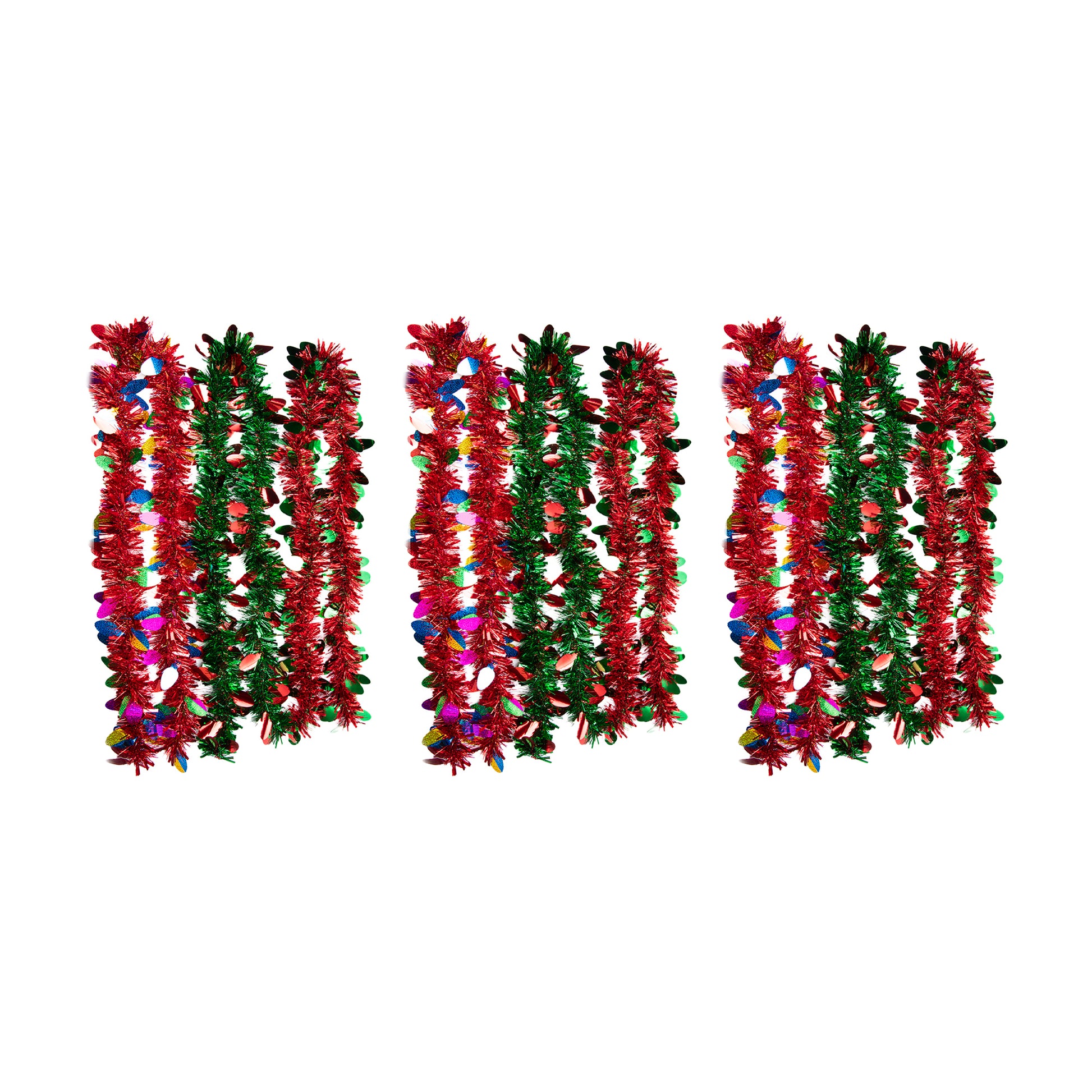 2m Metallic Tinsel Garland with Petal Cutouts Assorted, Garland, Holiday Decor- Set of 12