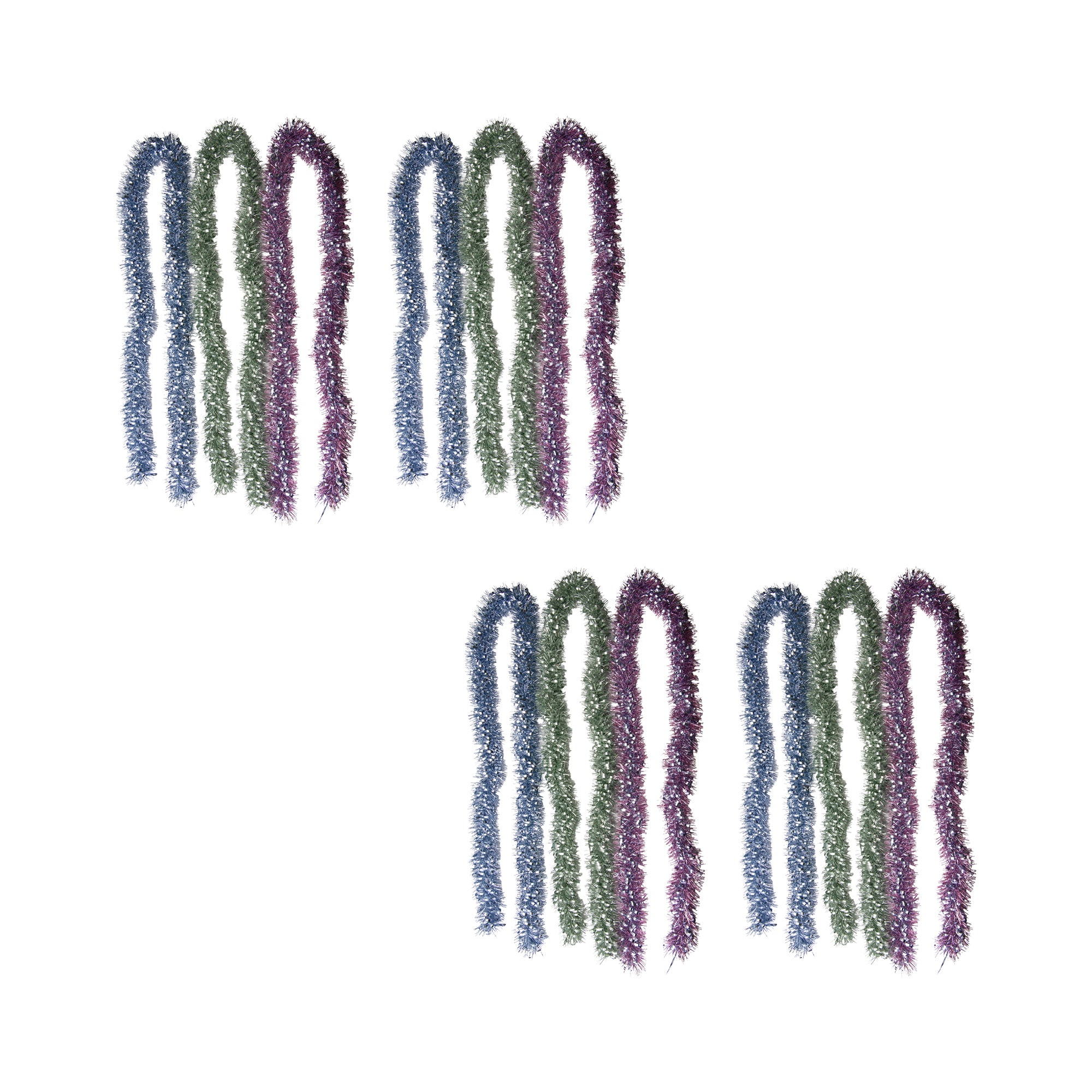 2m Metallic Tinsel Mixed Needle Garland Assorted, Garland, Holiday Decor- Set of 12