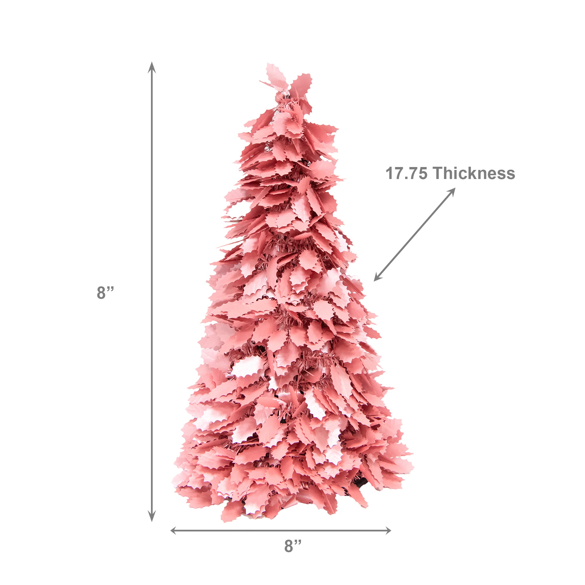 Pink Layered Leaf Cutout Tinsel Christmas Tree, Christmas, Tinsel Decor, Holiday Decor- Set of 2