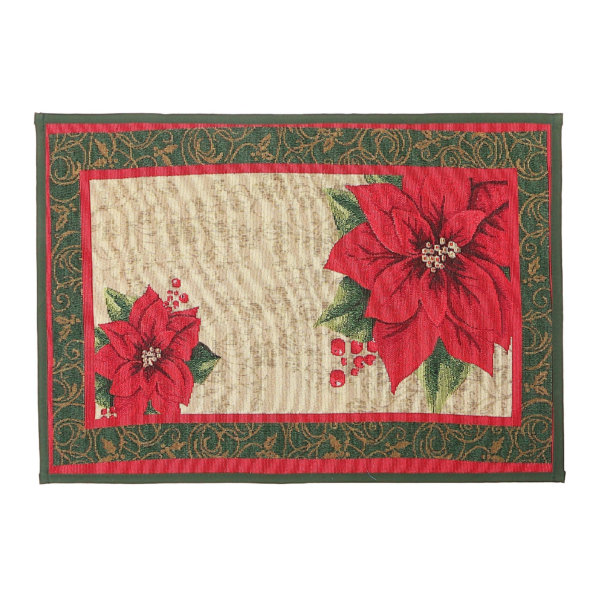 Tapestry Floor Rug Poinsettia Christmas Decorative Area Rug