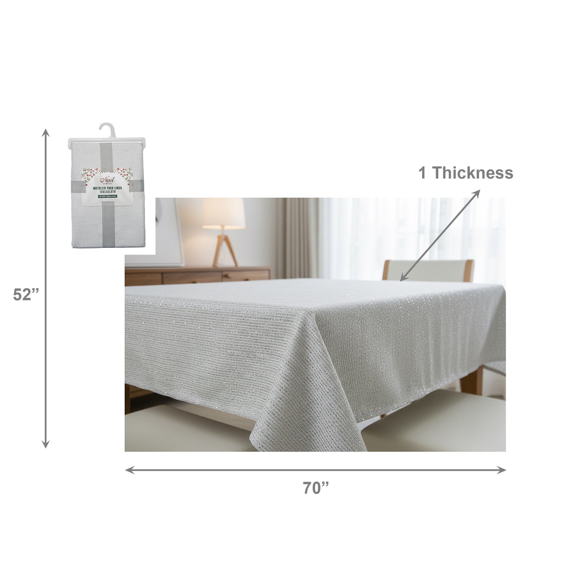 Lurex Tablecloth 52 X 70 Silver, Tablecloth, Holiday Decor