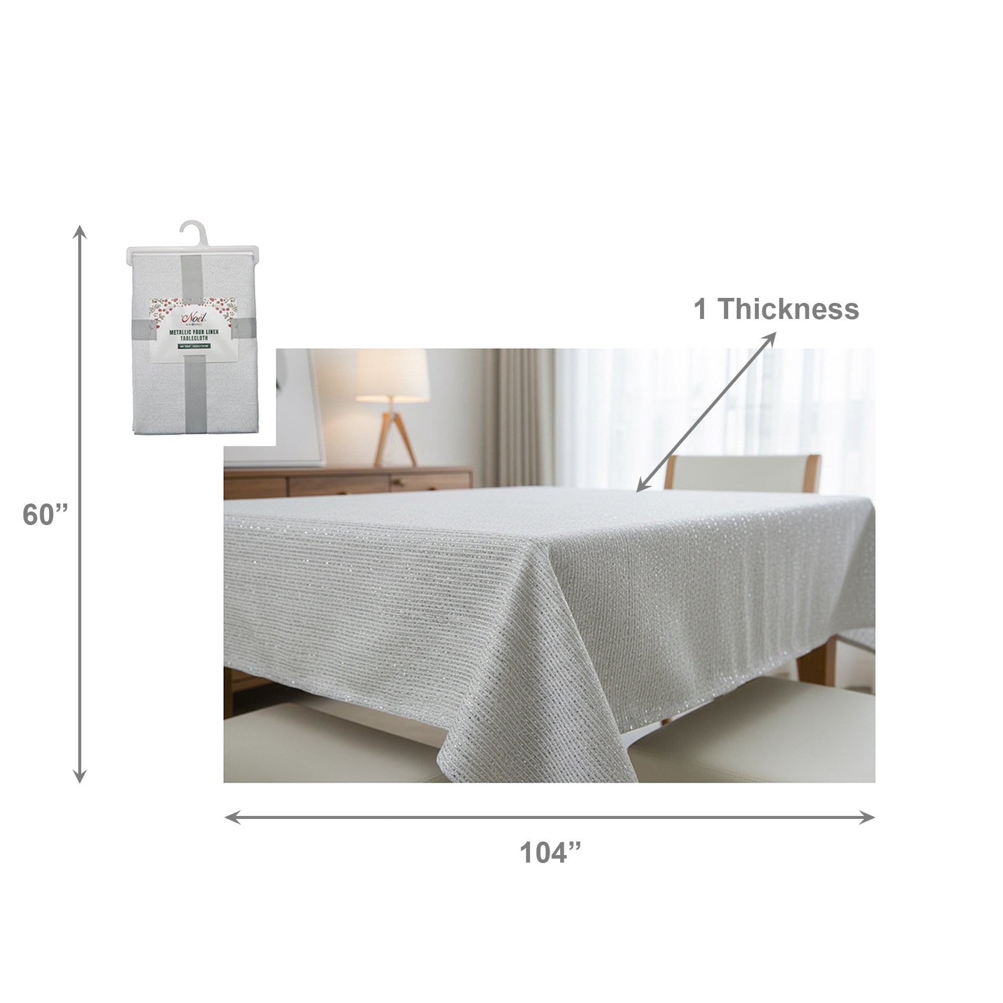 Lurex Tablecloth 60 X 104 Silver, Tablecloth, Holiday Decor