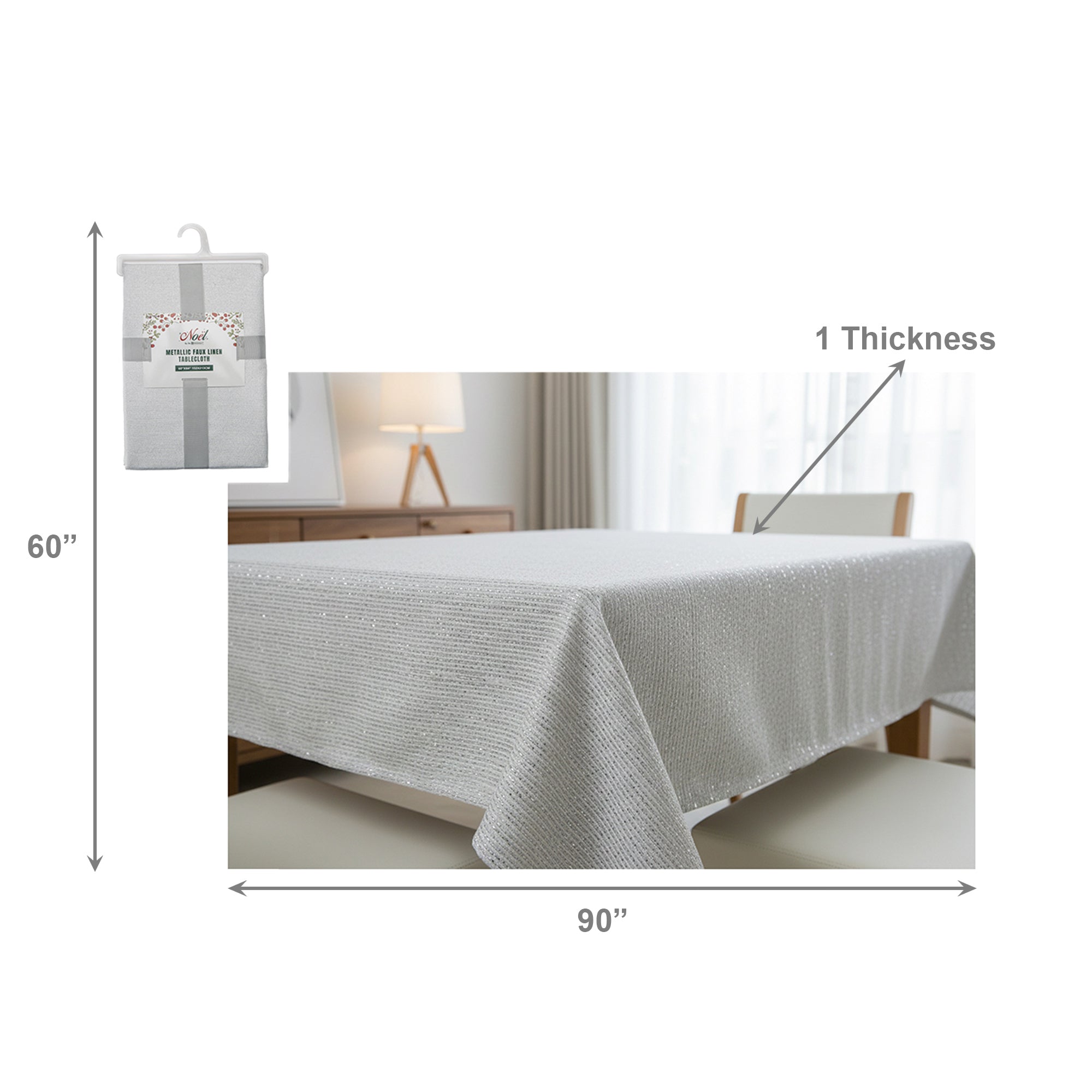 Lurex Tablecloth 60 X 90 Silver, Tablecloth, Holiday Decor