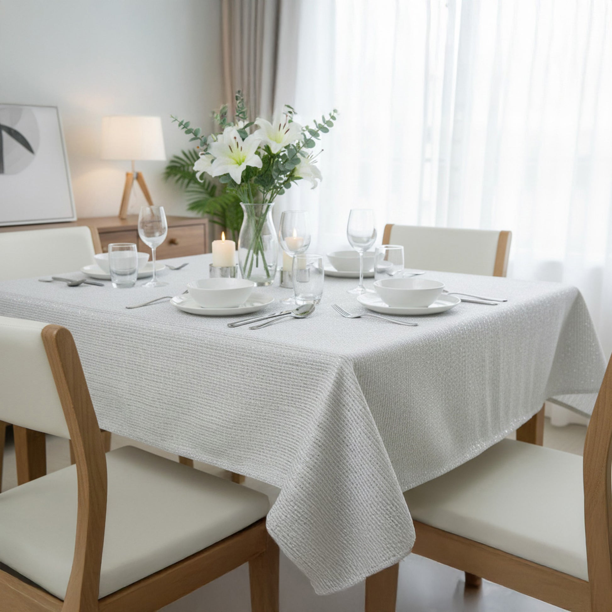 Lurex Tablecloth 60 X 90 Silver, Tablecloth, Holiday Decor