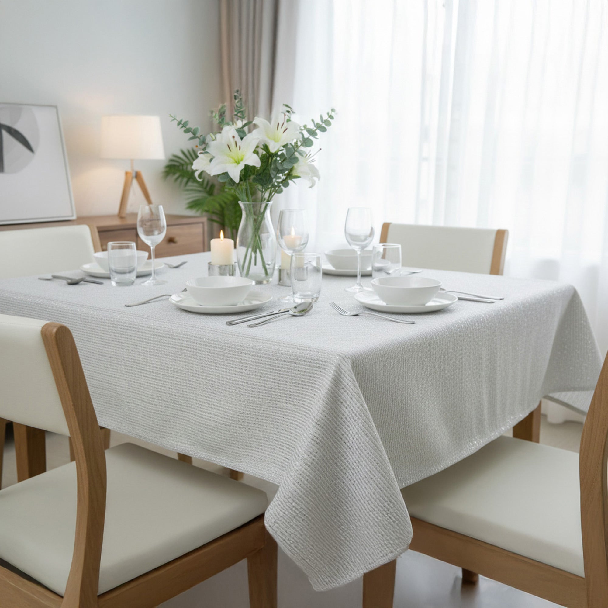 Lurex Tablecloth 60 X 90 Silver, Tablecloth, Holiday Decor