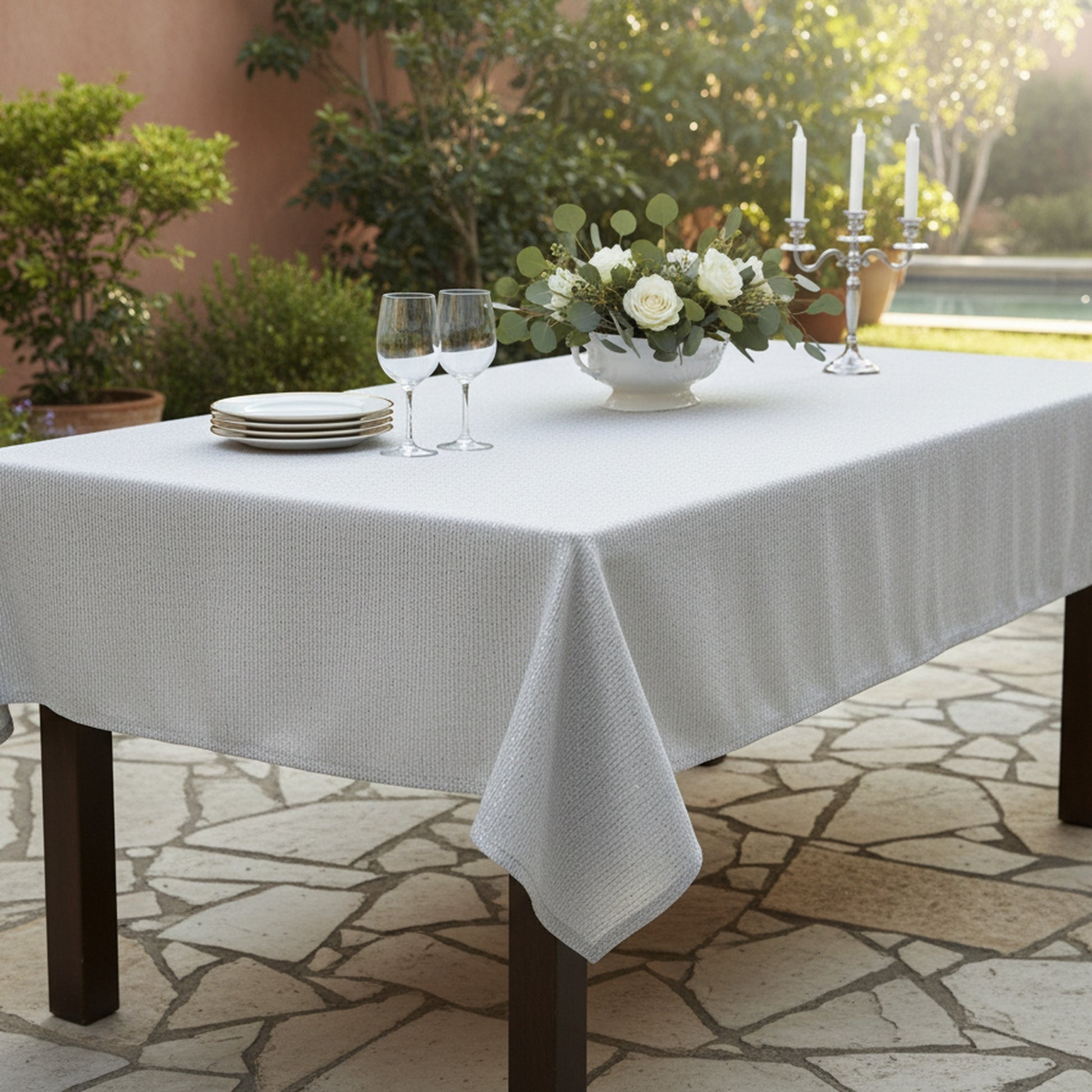 Lurex Tablecloth 60 X 120 Silver, Tablecloth, Holiday Decor