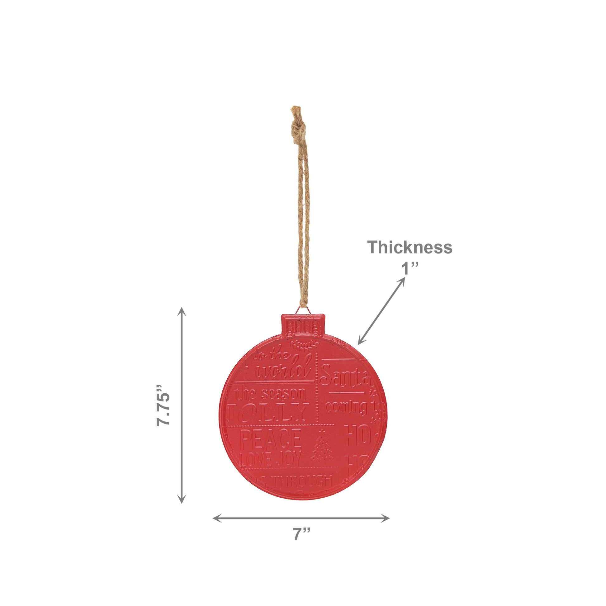 Christmas Round Ornament Red, Christmas, Ornament, Holiday Decor- Set of 6