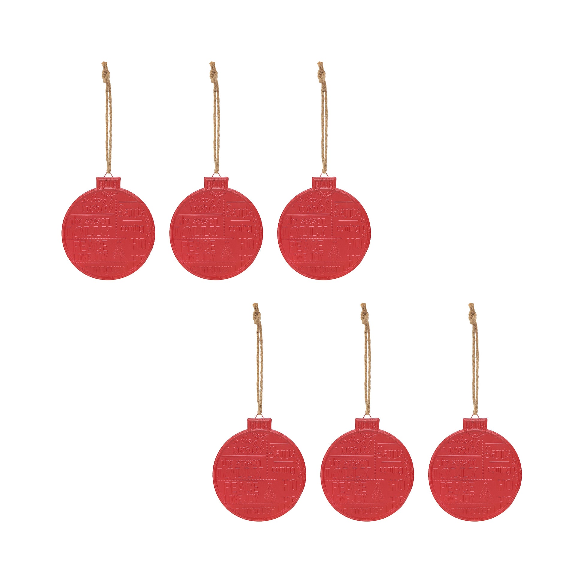 Christmas Round Ornament Red, Christmas, Ornament, Holiday Decor- Set of 6