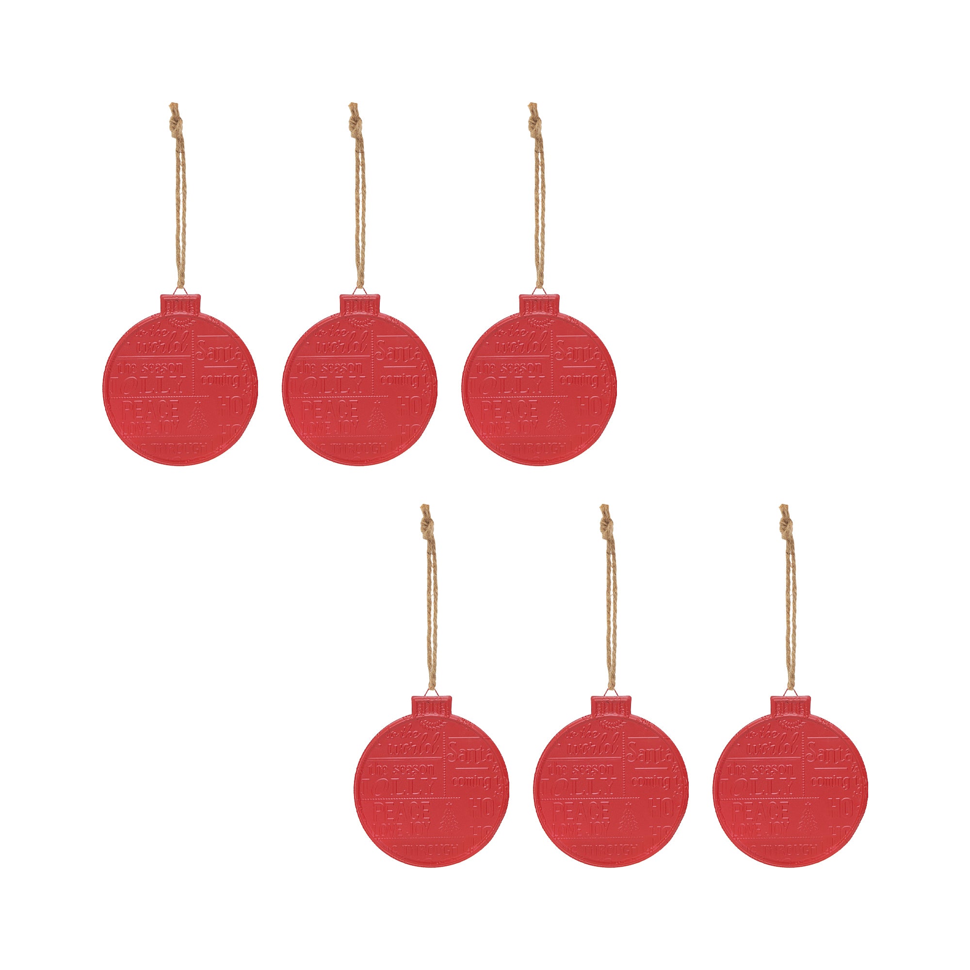 Christmas Round Ornament Red, Christmas, Ornament, Holiday Decor- Set of 6