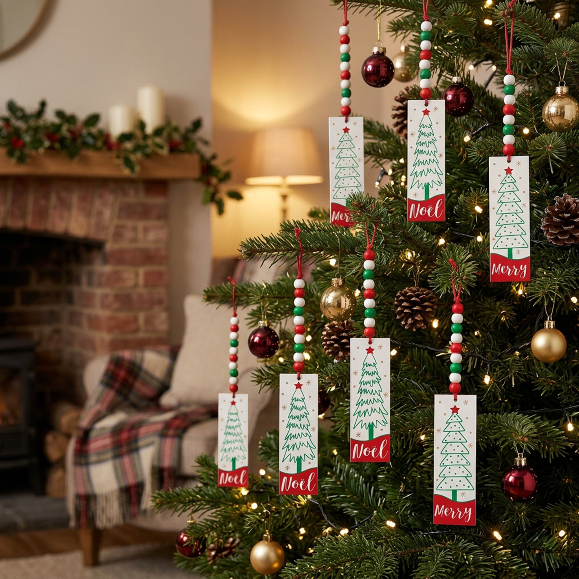 Tree Tag Ornament 2 Assorted, Ornament, Holiday Decor- Set of 6