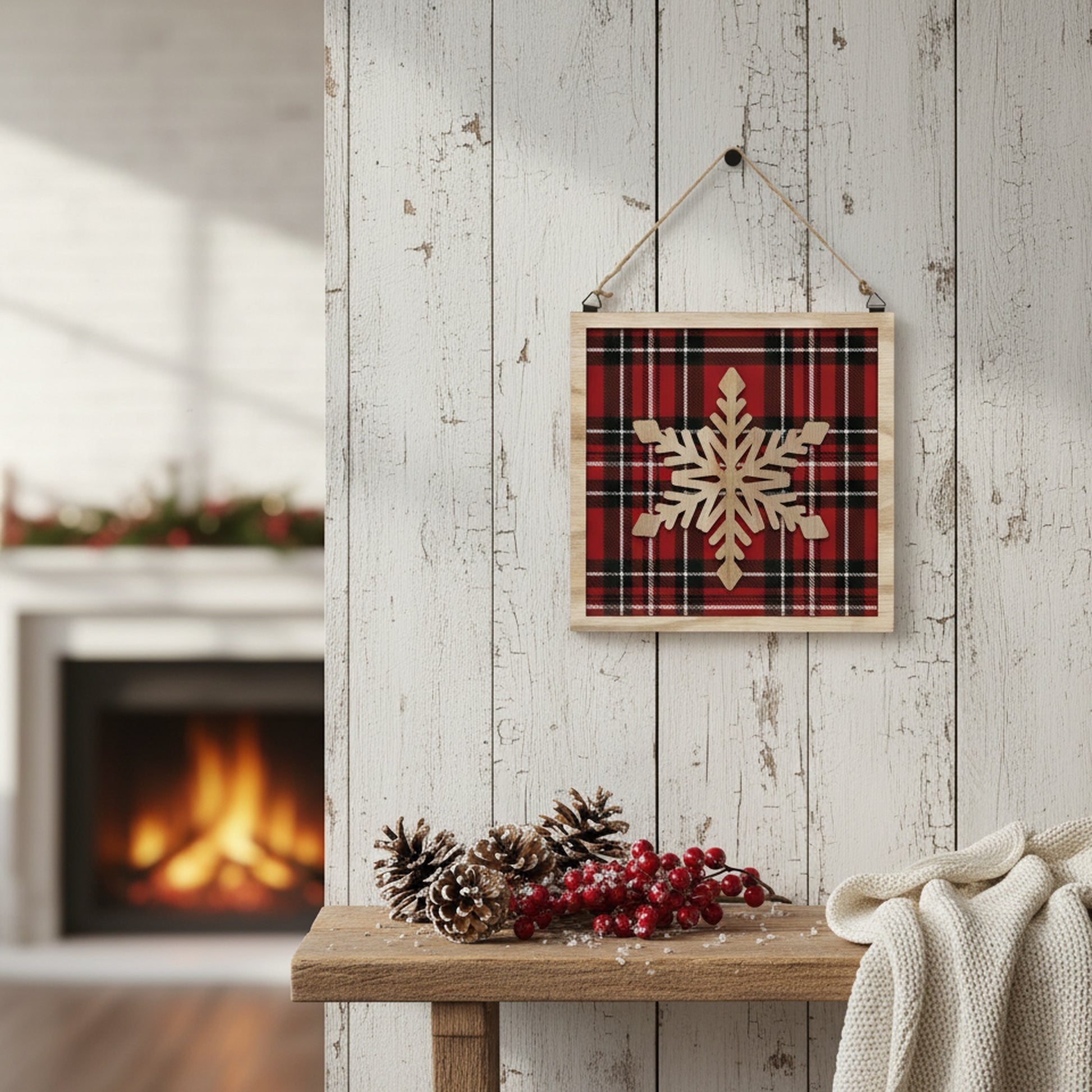 Snowflake Square Ornament/Sign, Christmas, Ornament, Holiday Decor