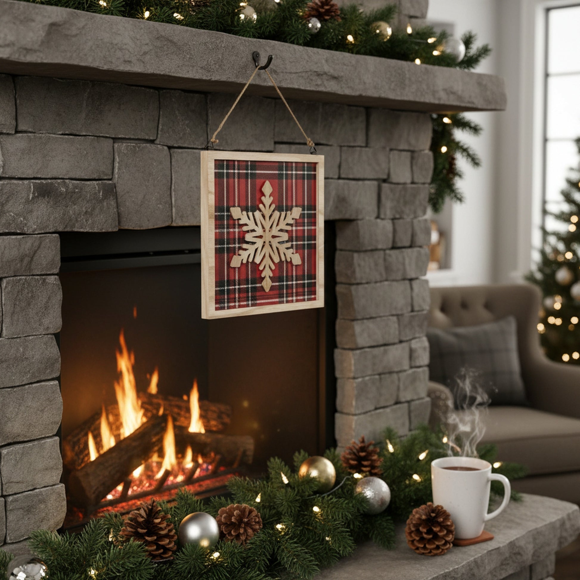 Snowflake Square Ornament/Sign, Christmas, Ornament, Holiday Decor
