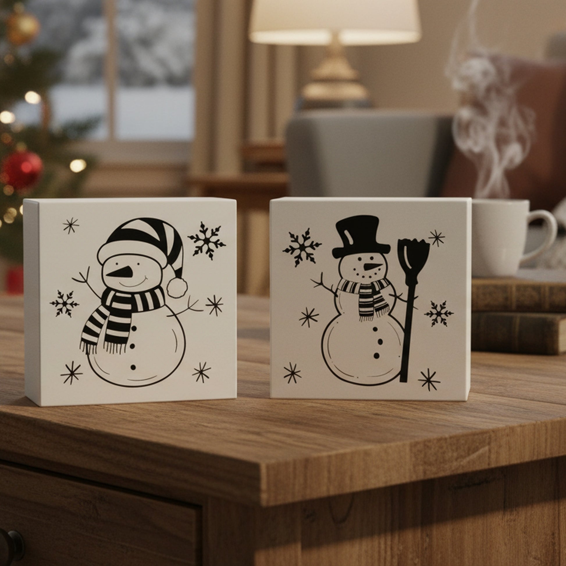 Snowman Block 2 Assorted, Christmas, Holiday Decor- Set of 2