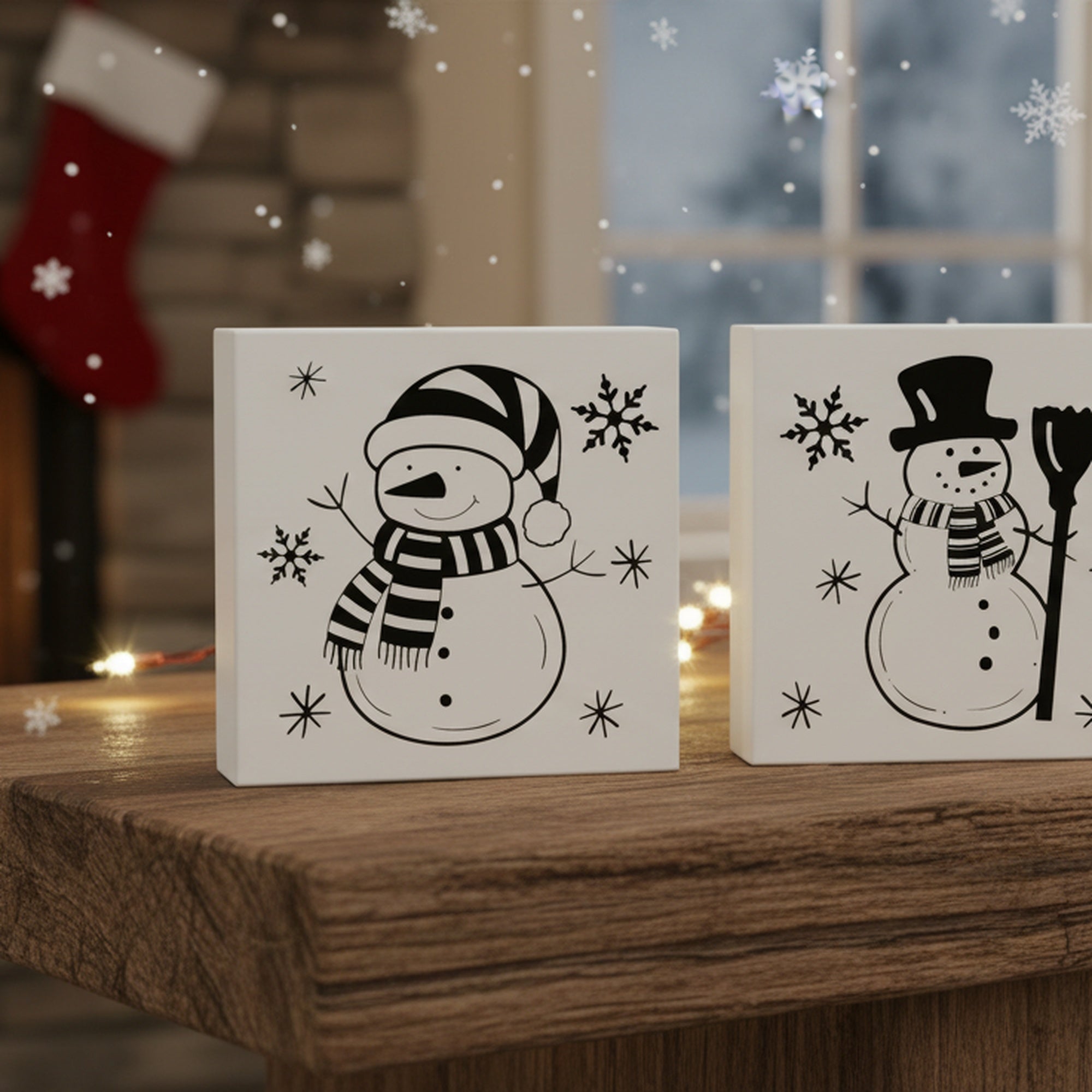 Snowman Block 2 Assorted, Christmas, Holiday Decor- Set of 2
