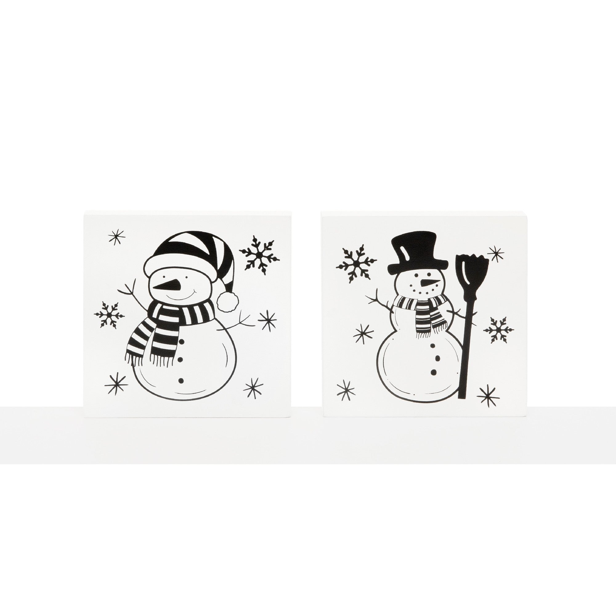 Snowman Block 2 Assorted, Christmas, Holiday Decor- Set of 2