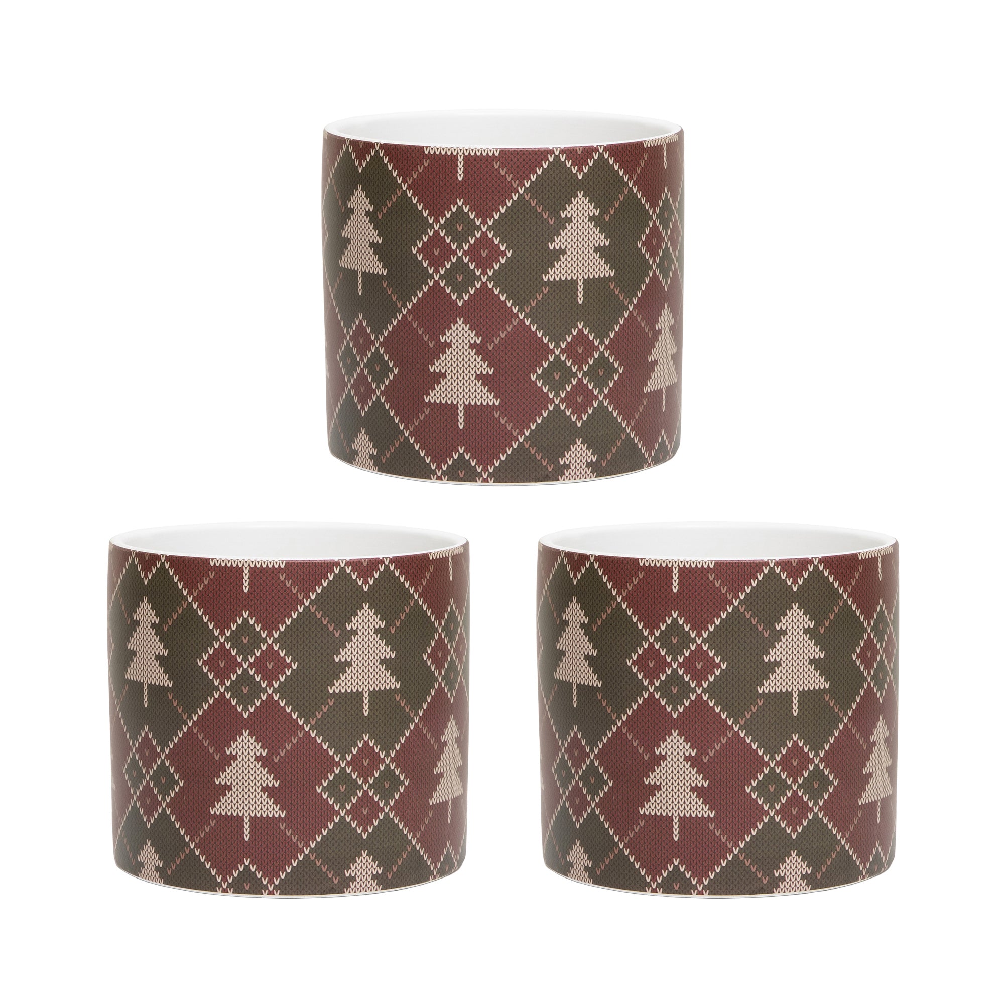 Alpine Plaid Pot Large, Winter, Planter, Holiday Decor- Set of 3