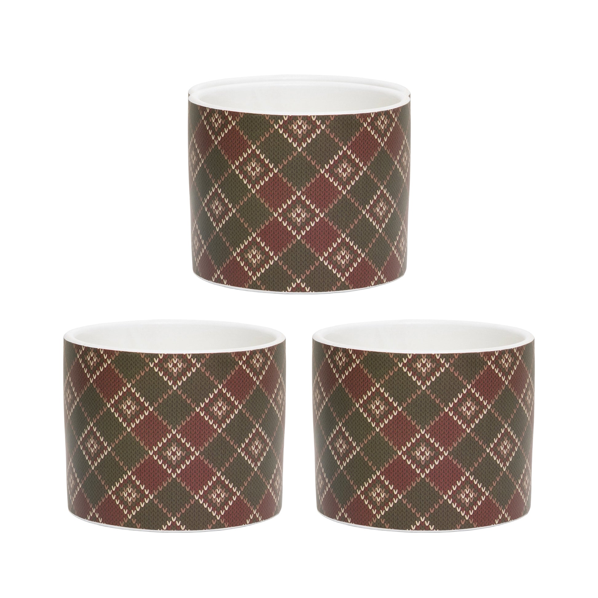 Alpine Plaid Pot Medium, Winter, Planter, Holiday Decor- Set of 3