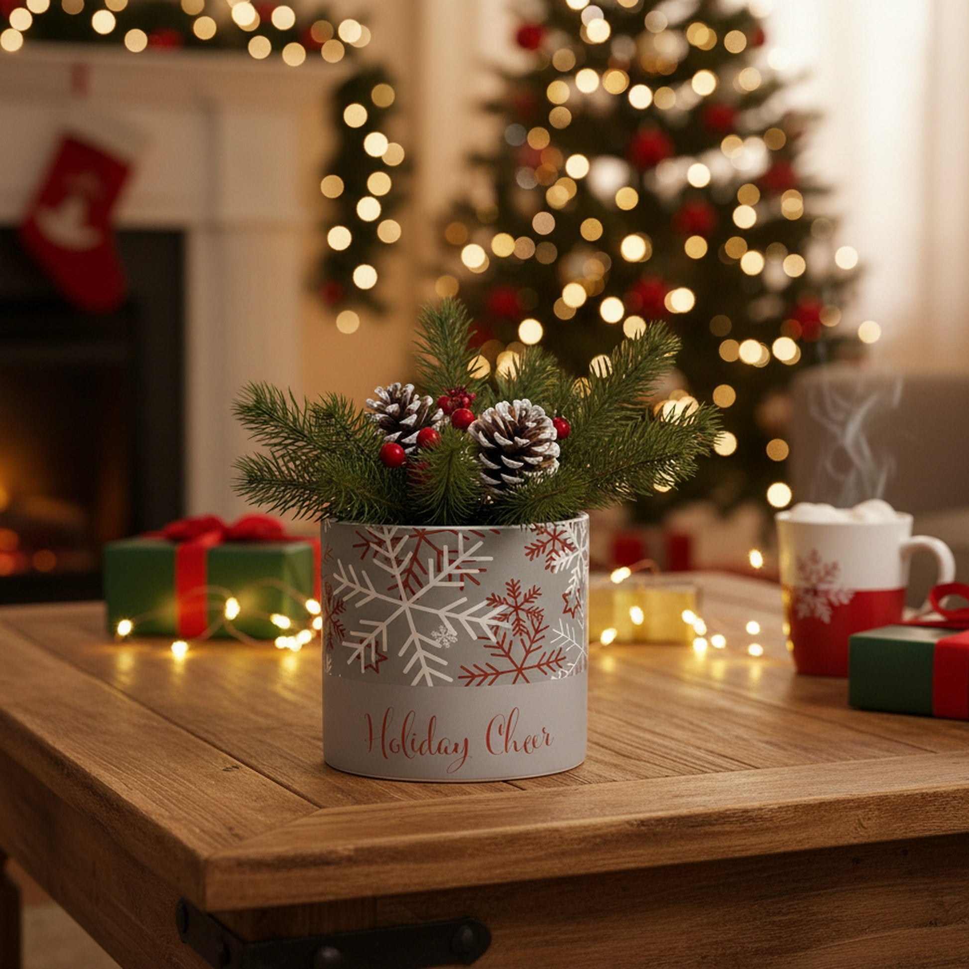 Holiday Cheer Pot Large, Planter, Holiday Decor- Set of 3