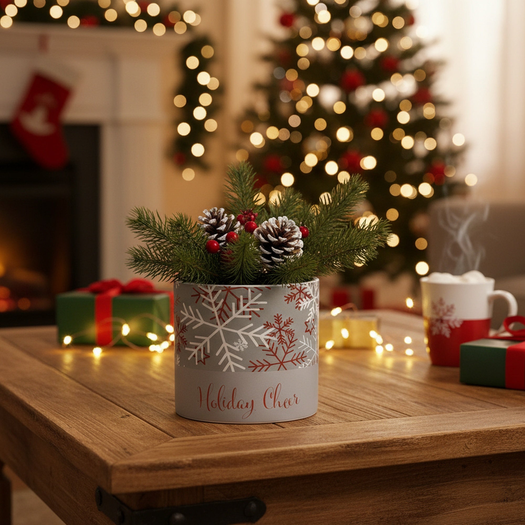 Holiday Cheer Pot Large, Planter, Holiday Decor- Set of 3