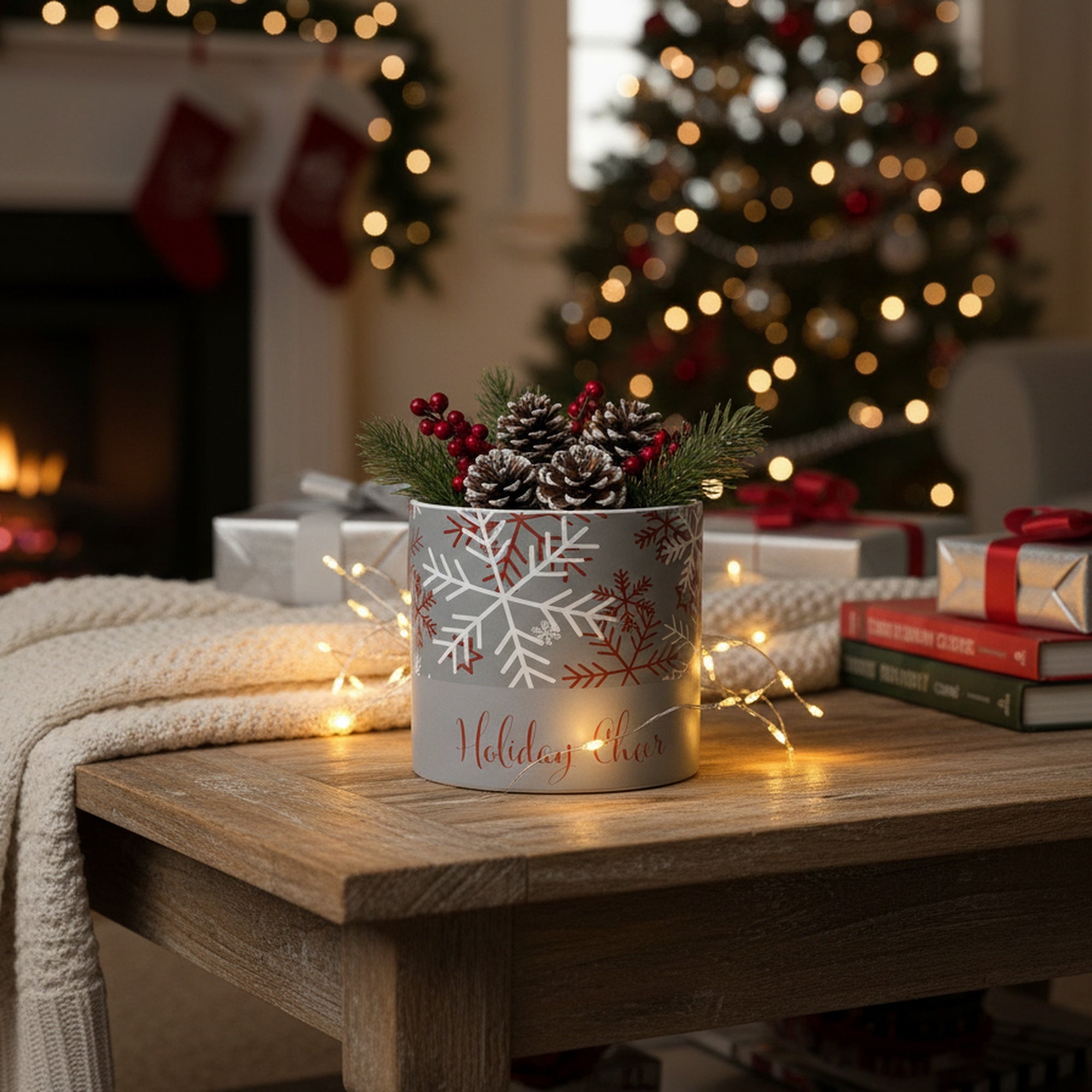 Holiday Cheer Pot Large, Planter, Holiday Decor- Set of 3