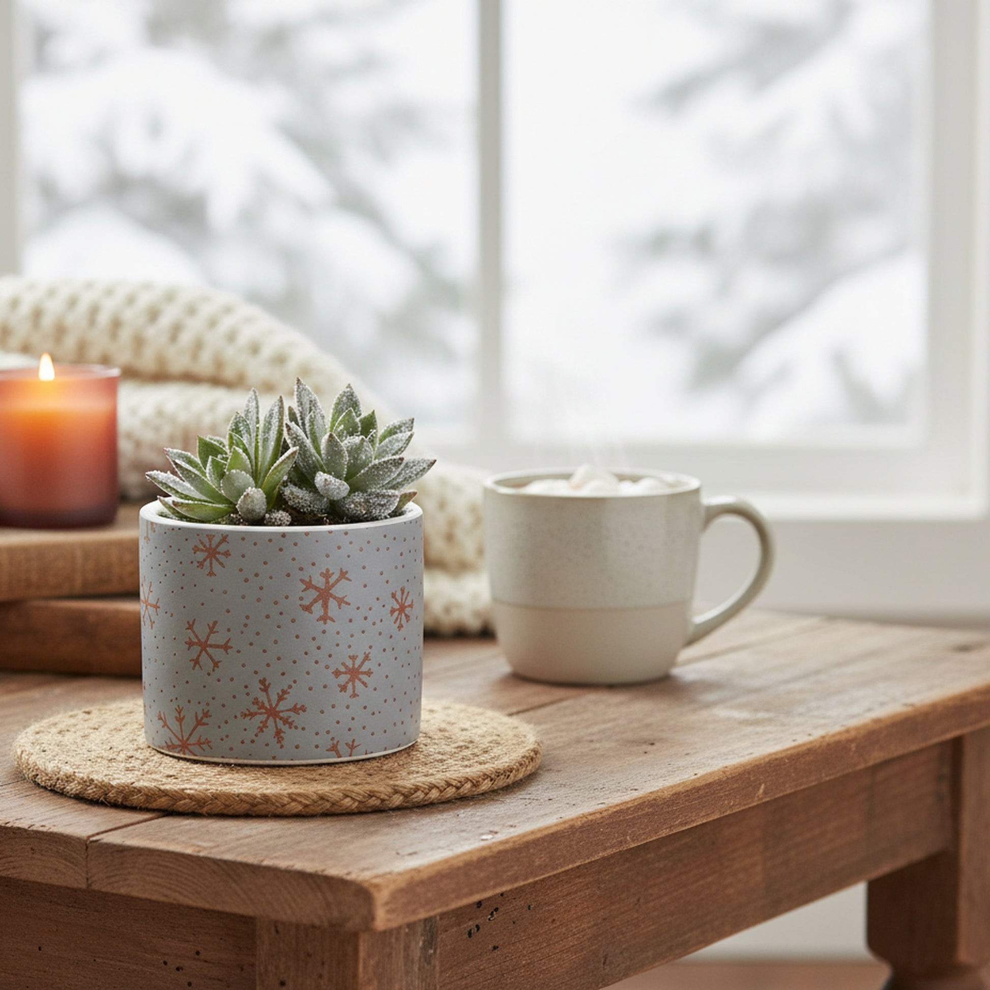 Holiday Snowflake Pot Small, Christmas, Planter, Holiday Decor- Set of 3
