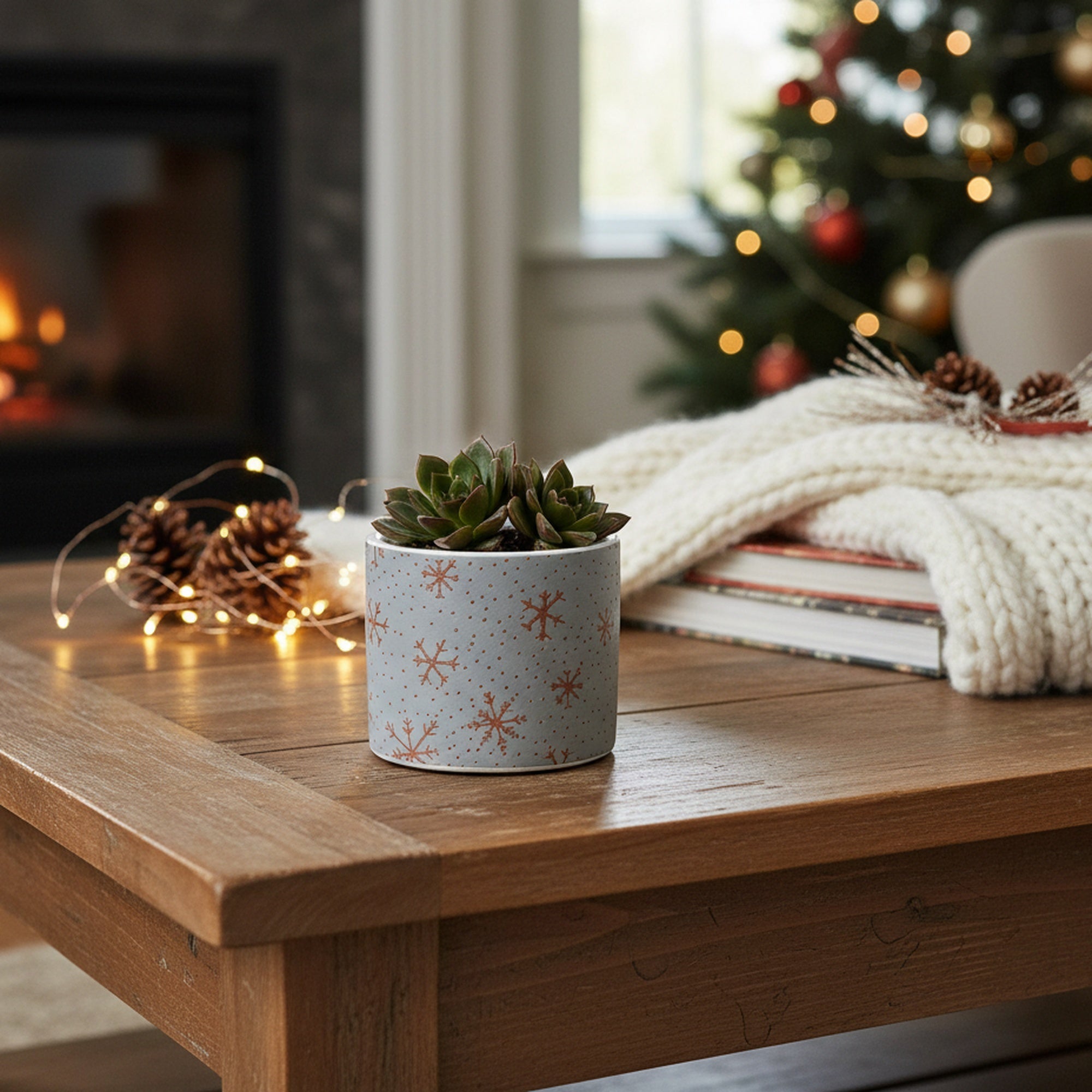 Holiday Snowflake Pot Small, Christmas, Planter, Holiday Decor- Set of 3