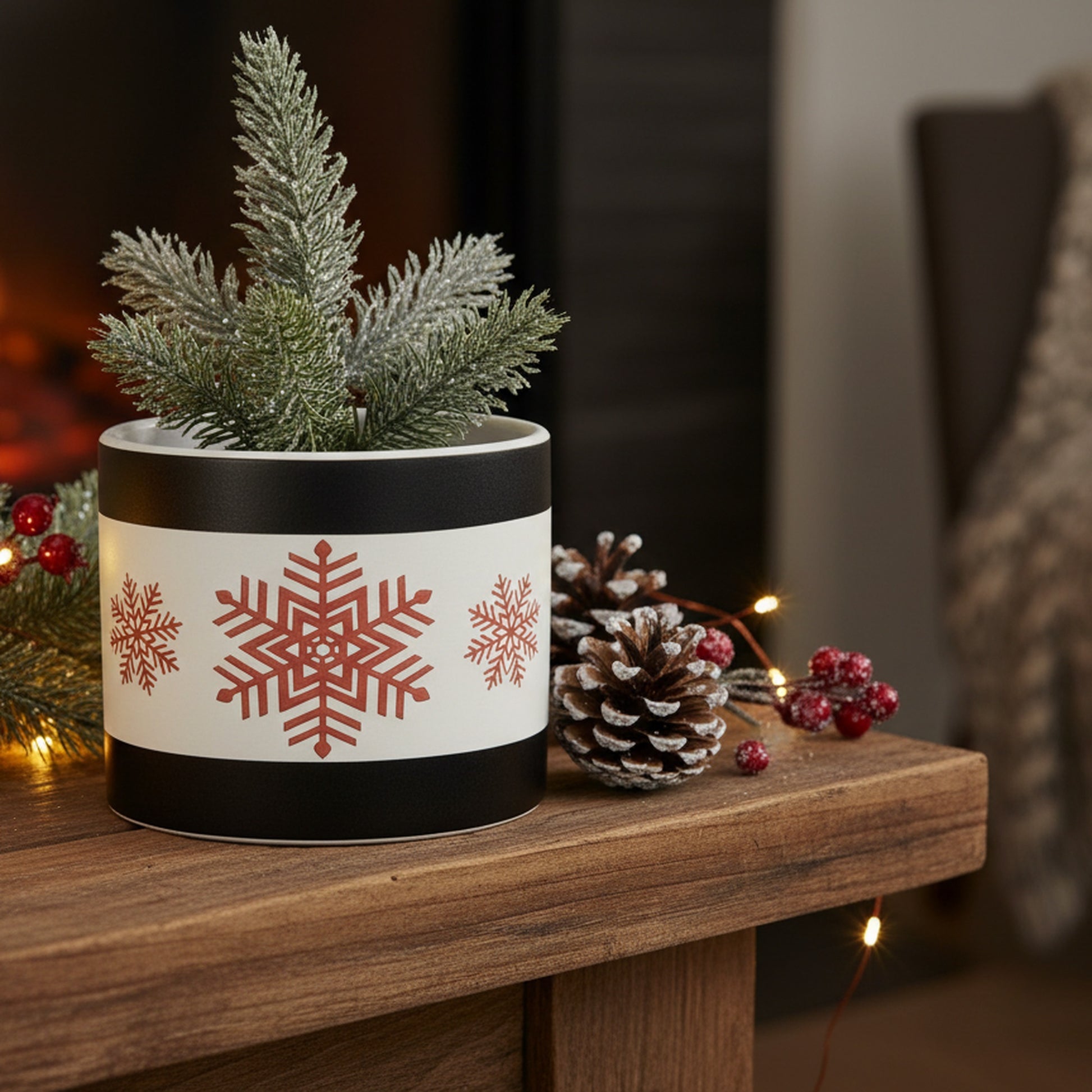 Jolly Snowflake Pot Small, Christmas, Planter, Holiday Decor- Set of 3
