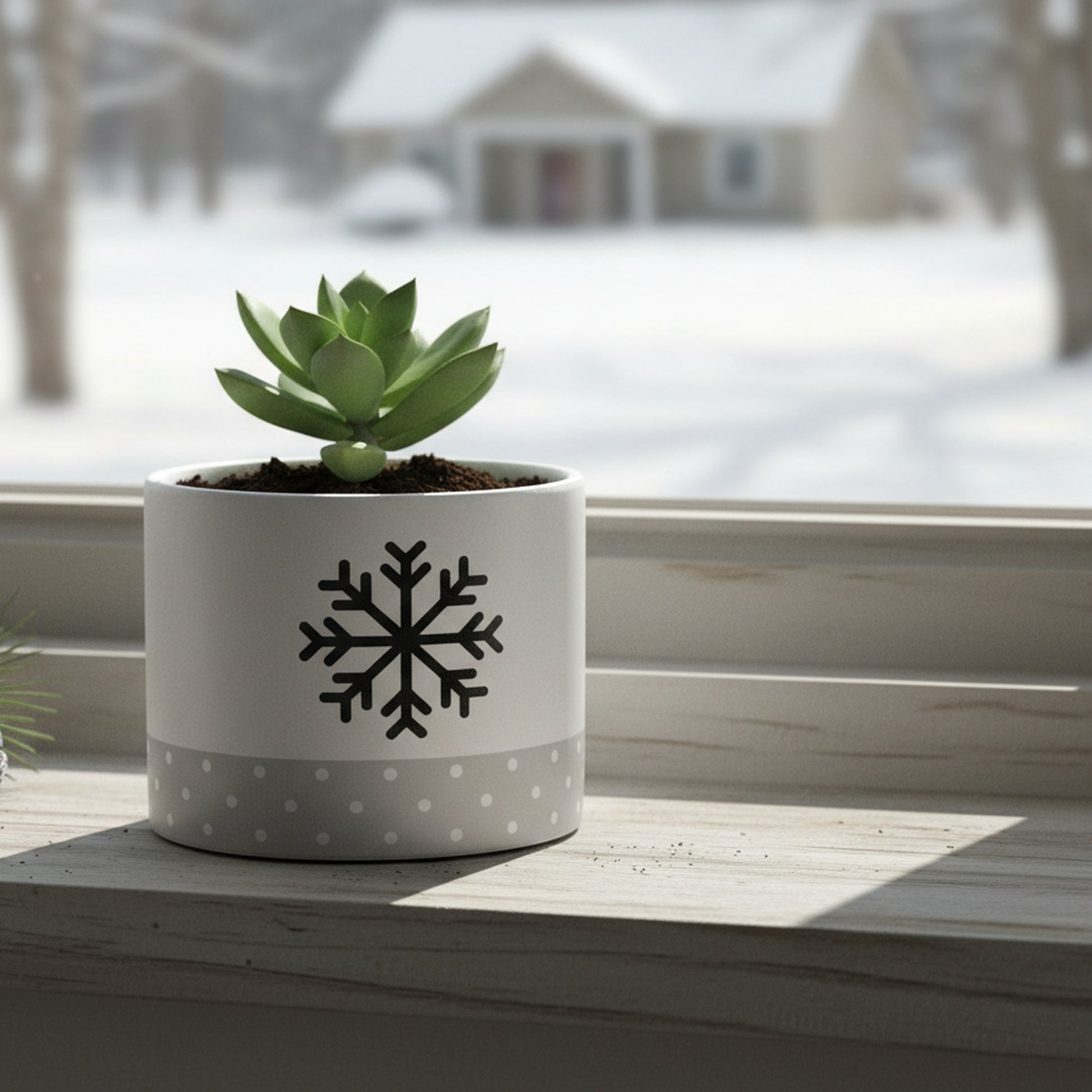 Snowflake and Pindot Pot Medium, Christmas, Planter, Holiday Decor- Set of 3