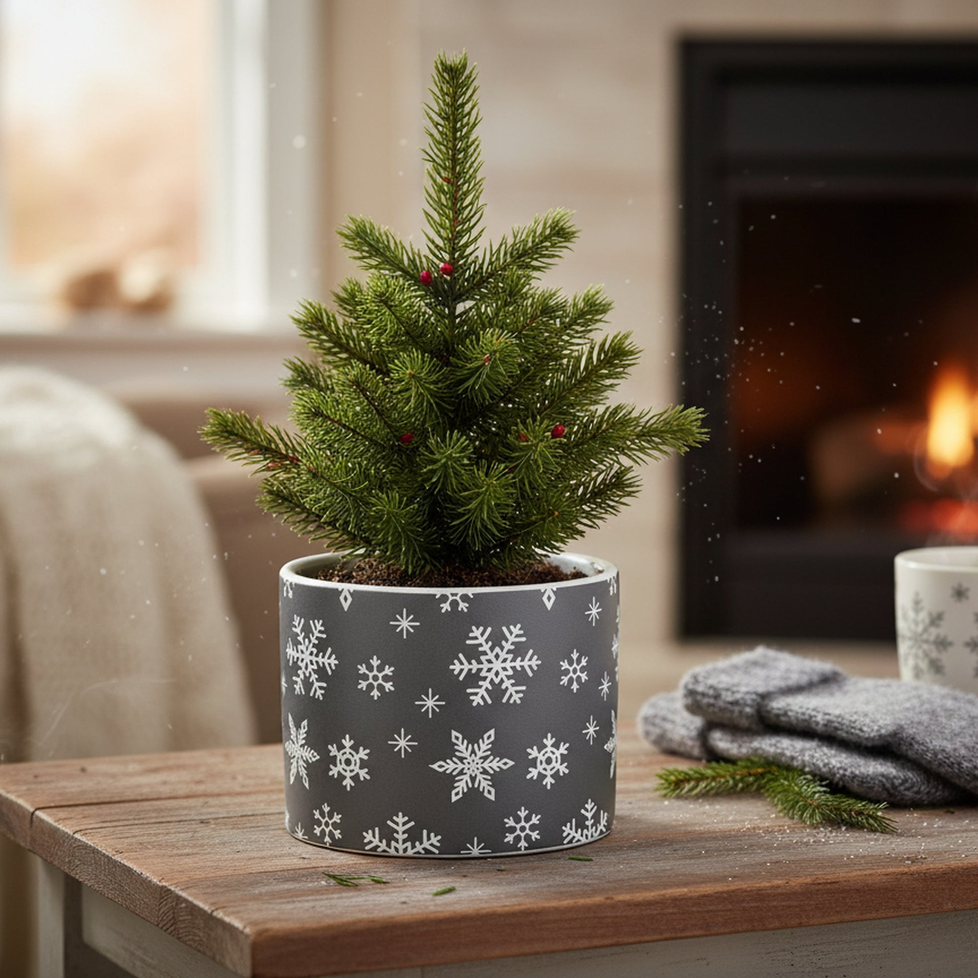 Scattered Snowflake Pot Medium, Christmas, Planter, Holiday Decor- Set of 3